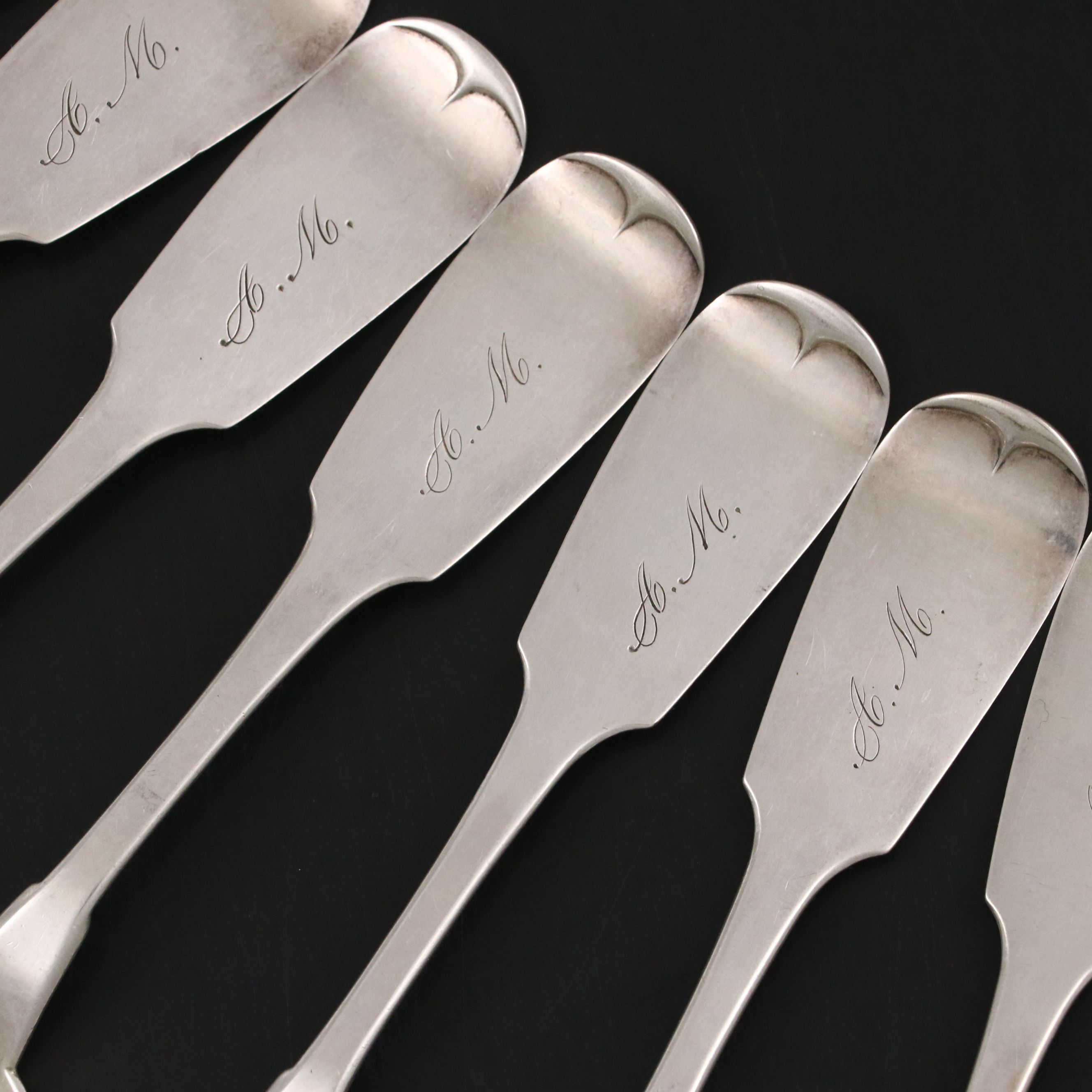 B.F. Norris Coin Silver Teaspoons, Late 19th Century