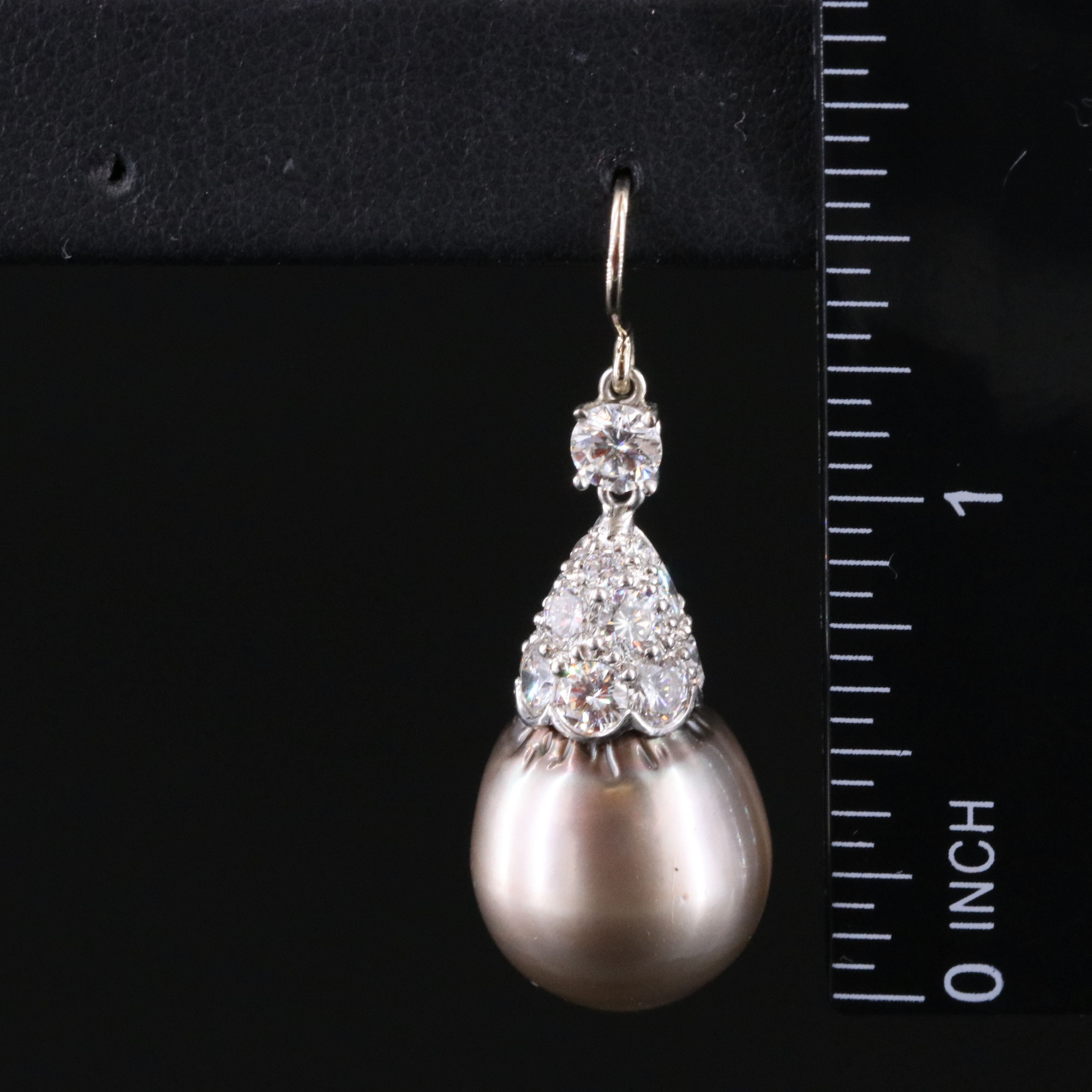 14K Pearl and 3.04 CTW Diamond Day-Night Drop Earrings