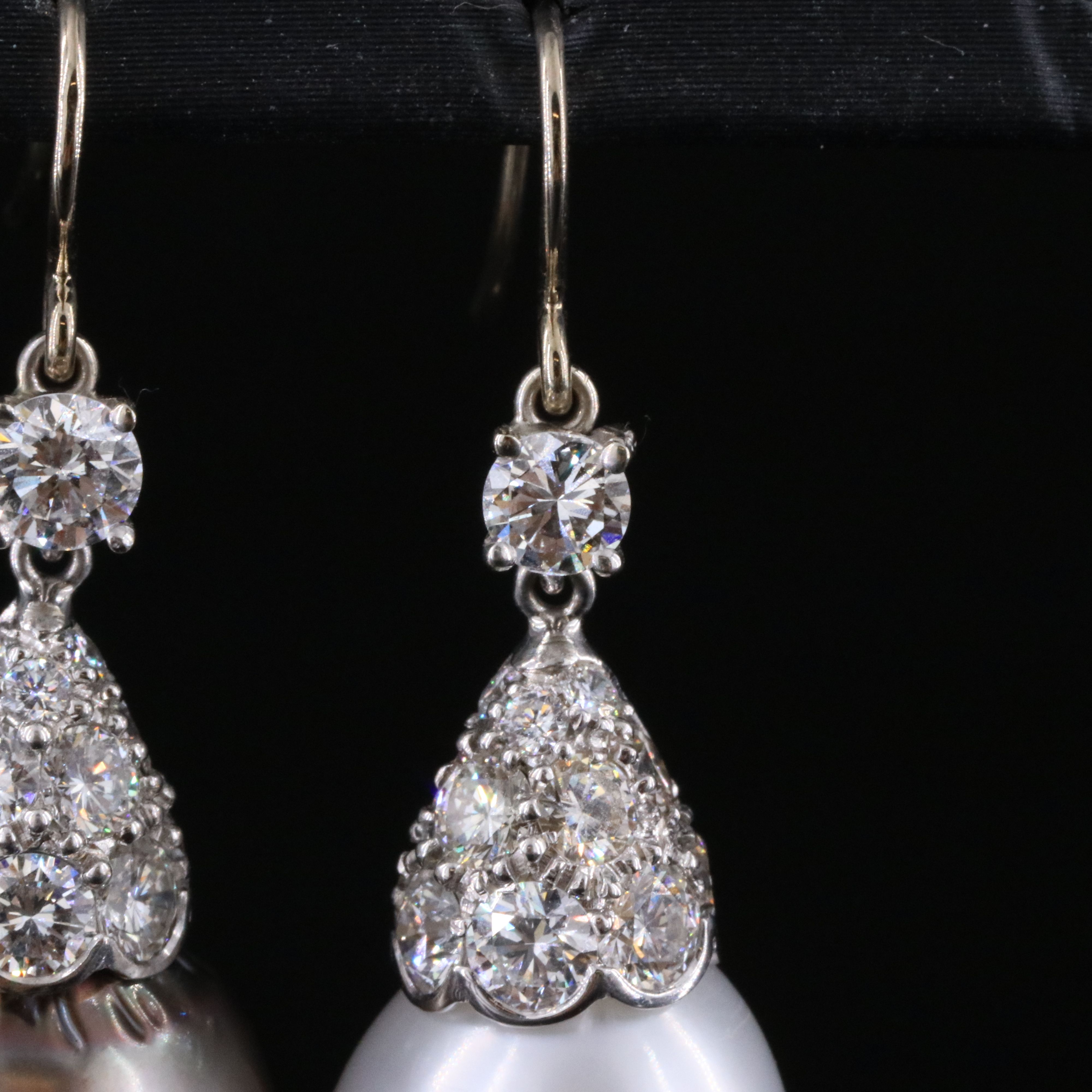 14K Pearl and 3.04 CTW Diamond Day-Night Drop Earrings