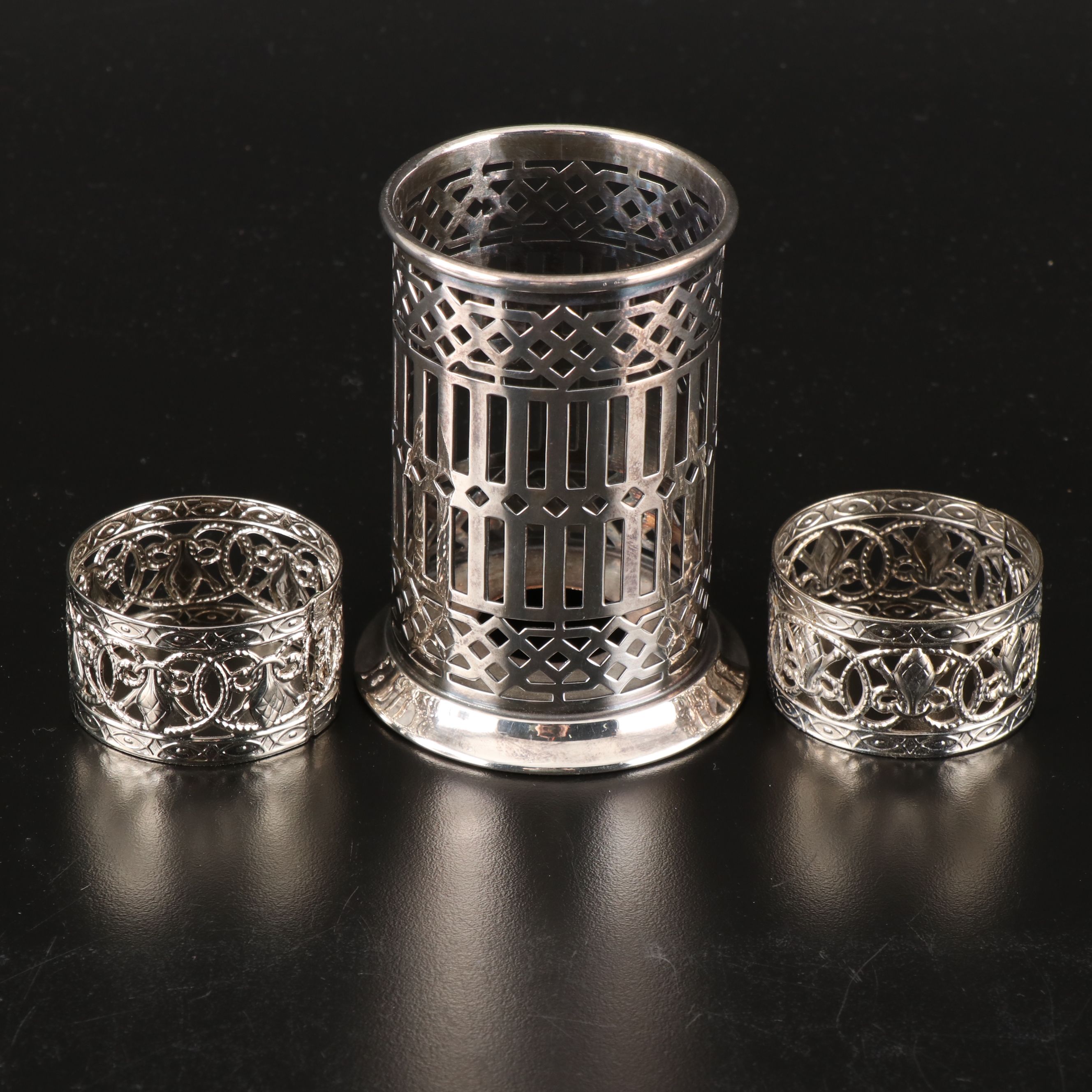 Gorham Coin and Swedish 800 Silver Table Spoons with Silver Plate Serveware