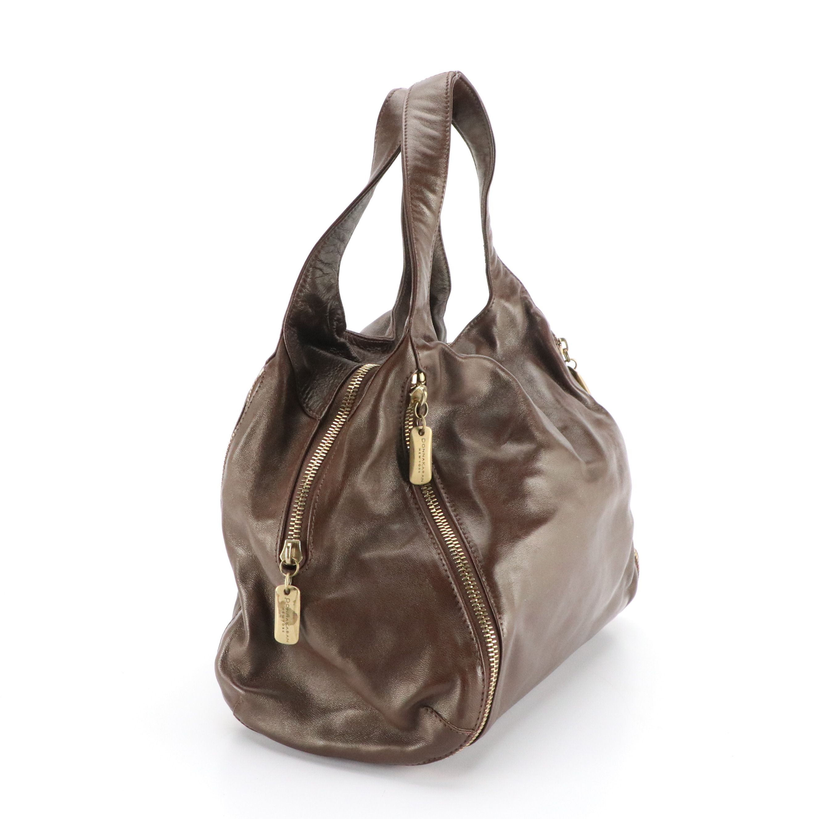 Michael Perry Suede Pointed Toe Boots, Donna Karan Leather Zipper Handbag