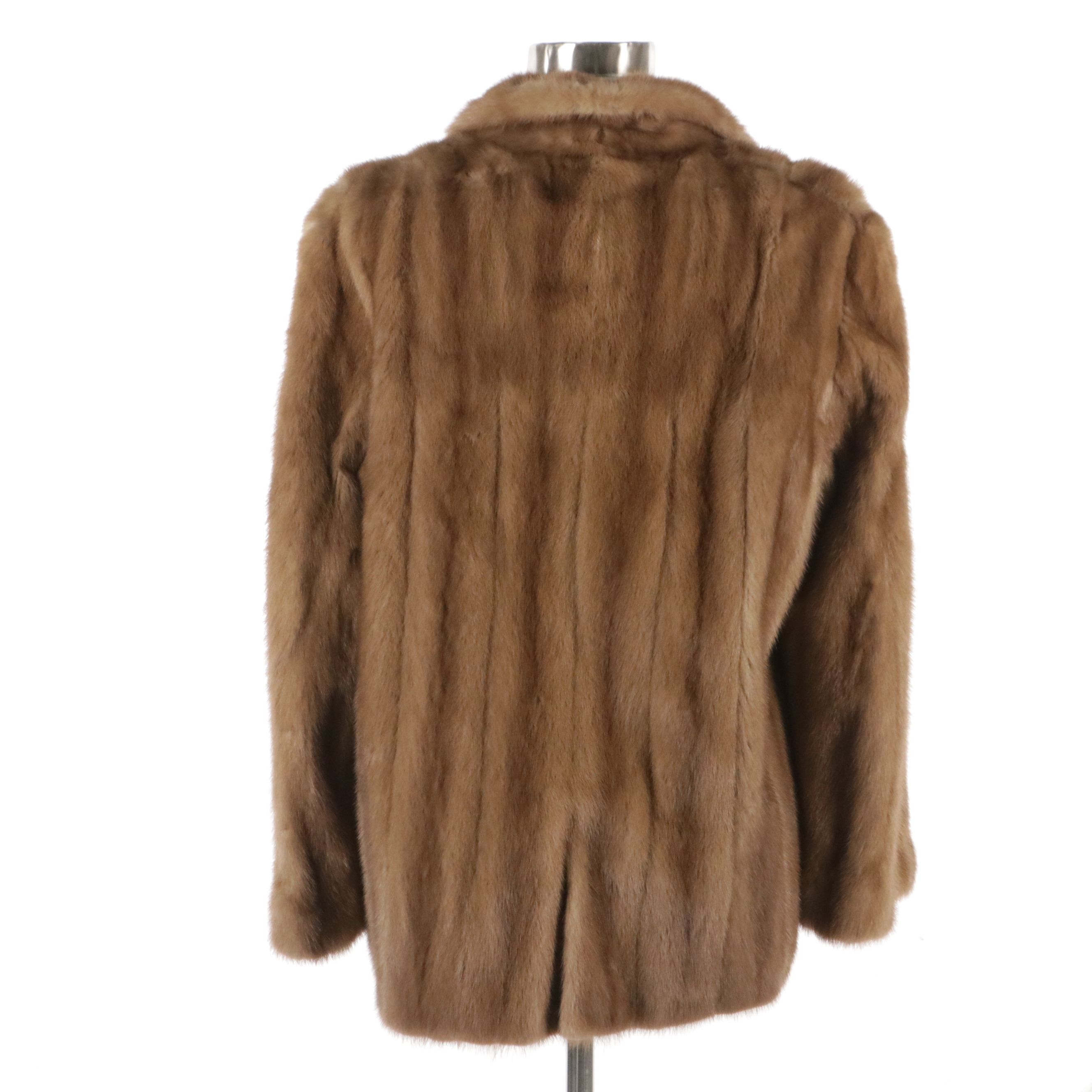 Pastel Mink Fur Button-Front Jacket