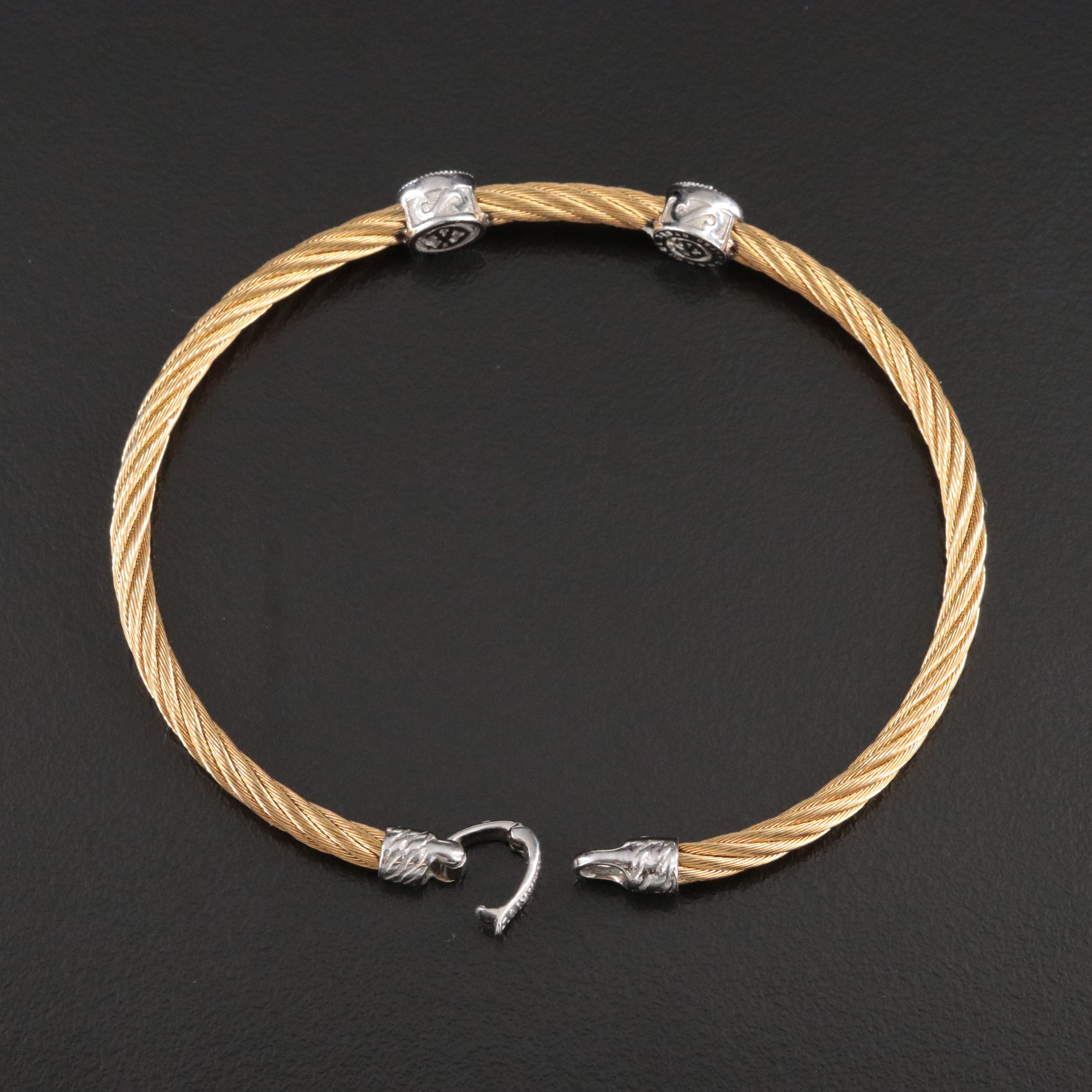 Charriol Stainless Steel Diamond Station Bracelet  with 18K Cluster Stations