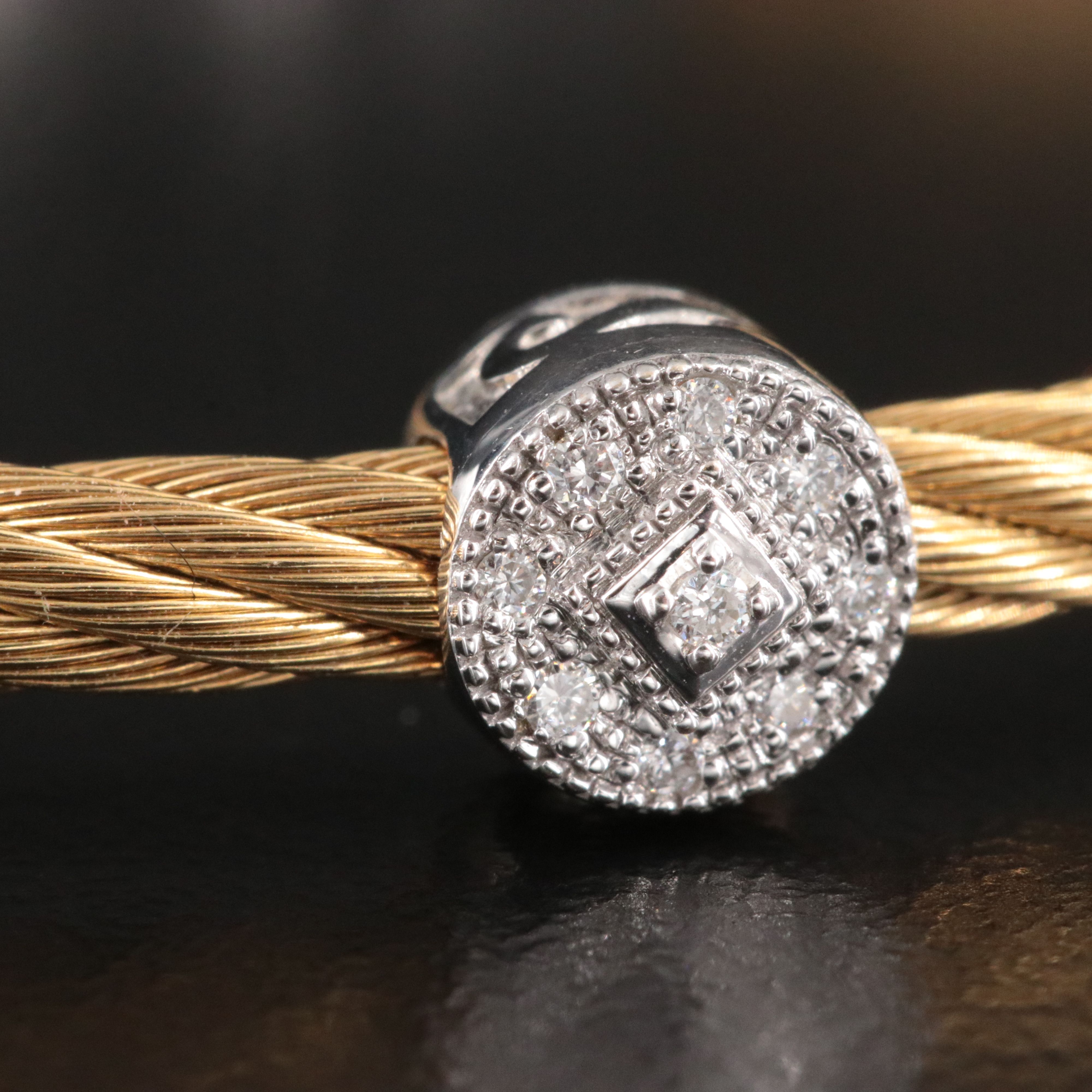 Charriol Stainless Steel Diamond Station Bracelet  with 18K Cluster Stations