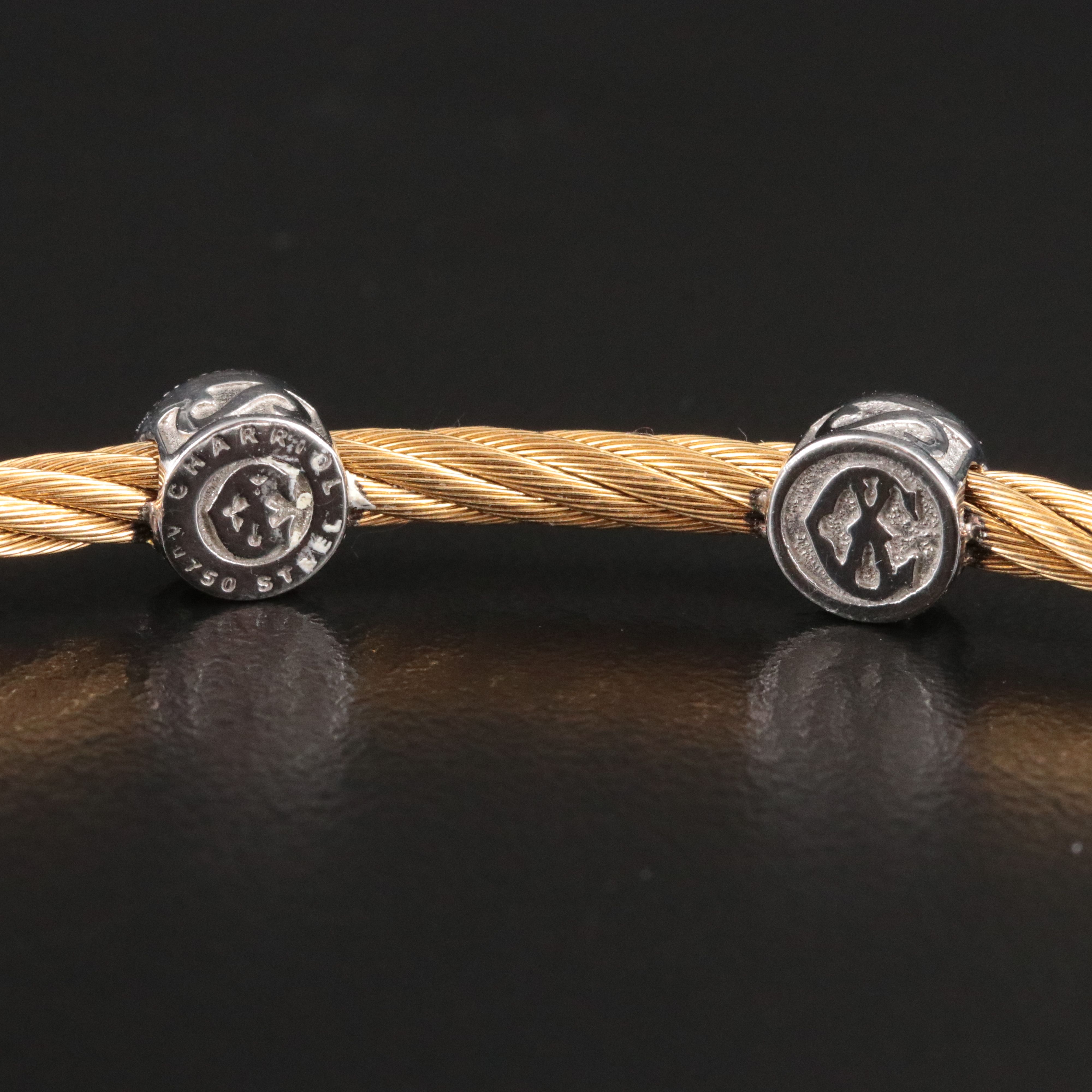 Charriol Stainless Steel Diamond Station Bracelet  with 18K Cluster Stations