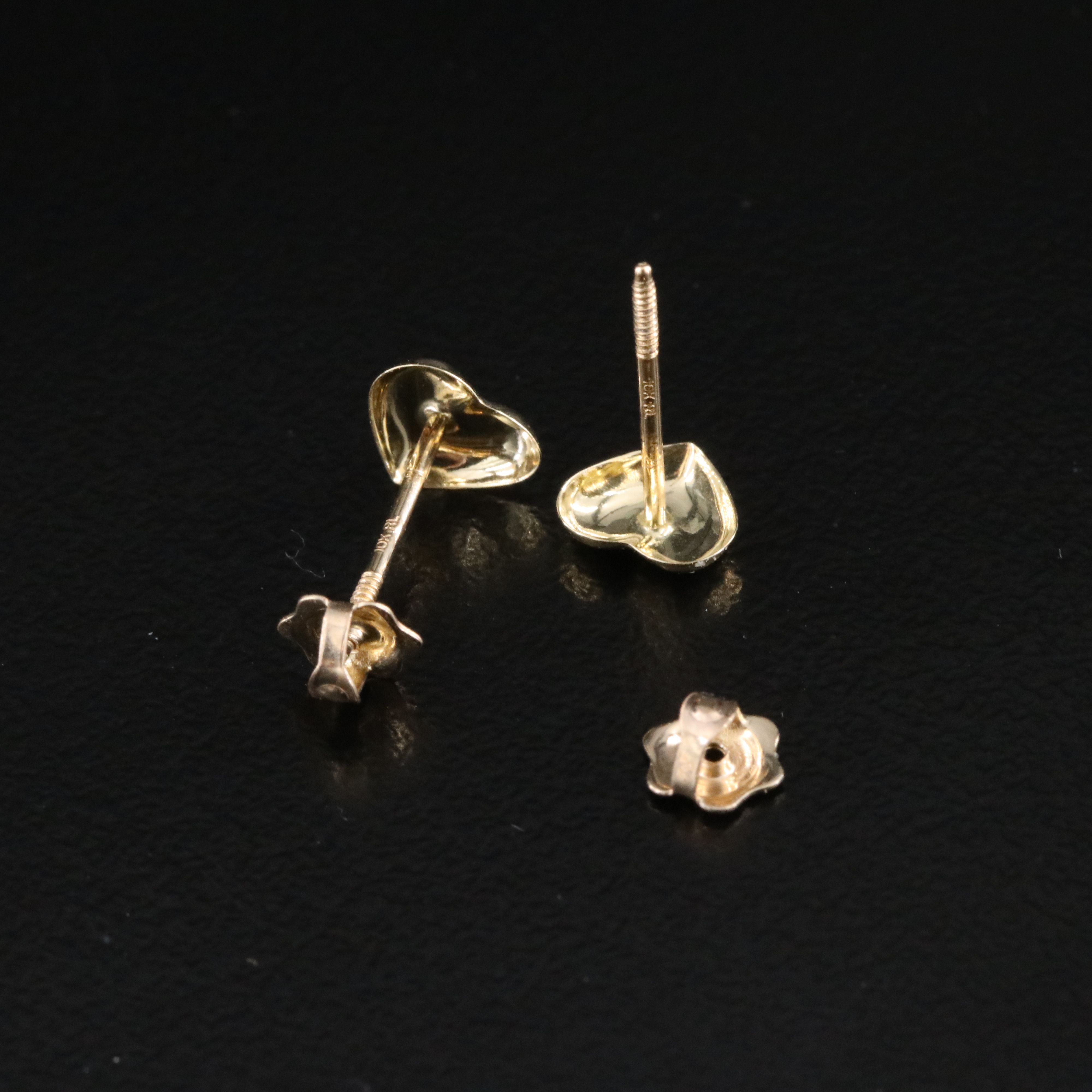 10K Heart Stud Earrings