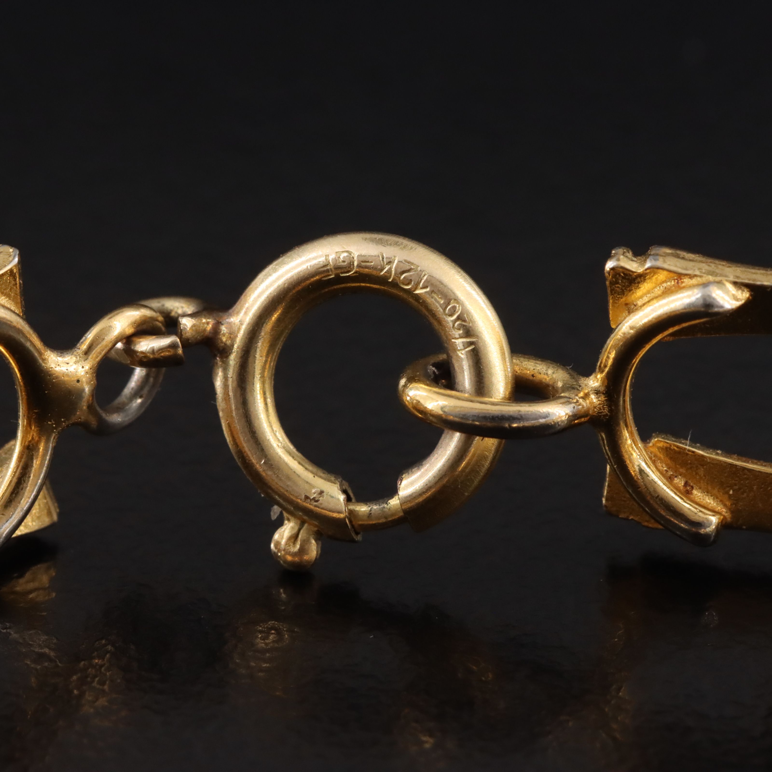 Gold-Filled Nephrite Bamboo Link Bracelet
