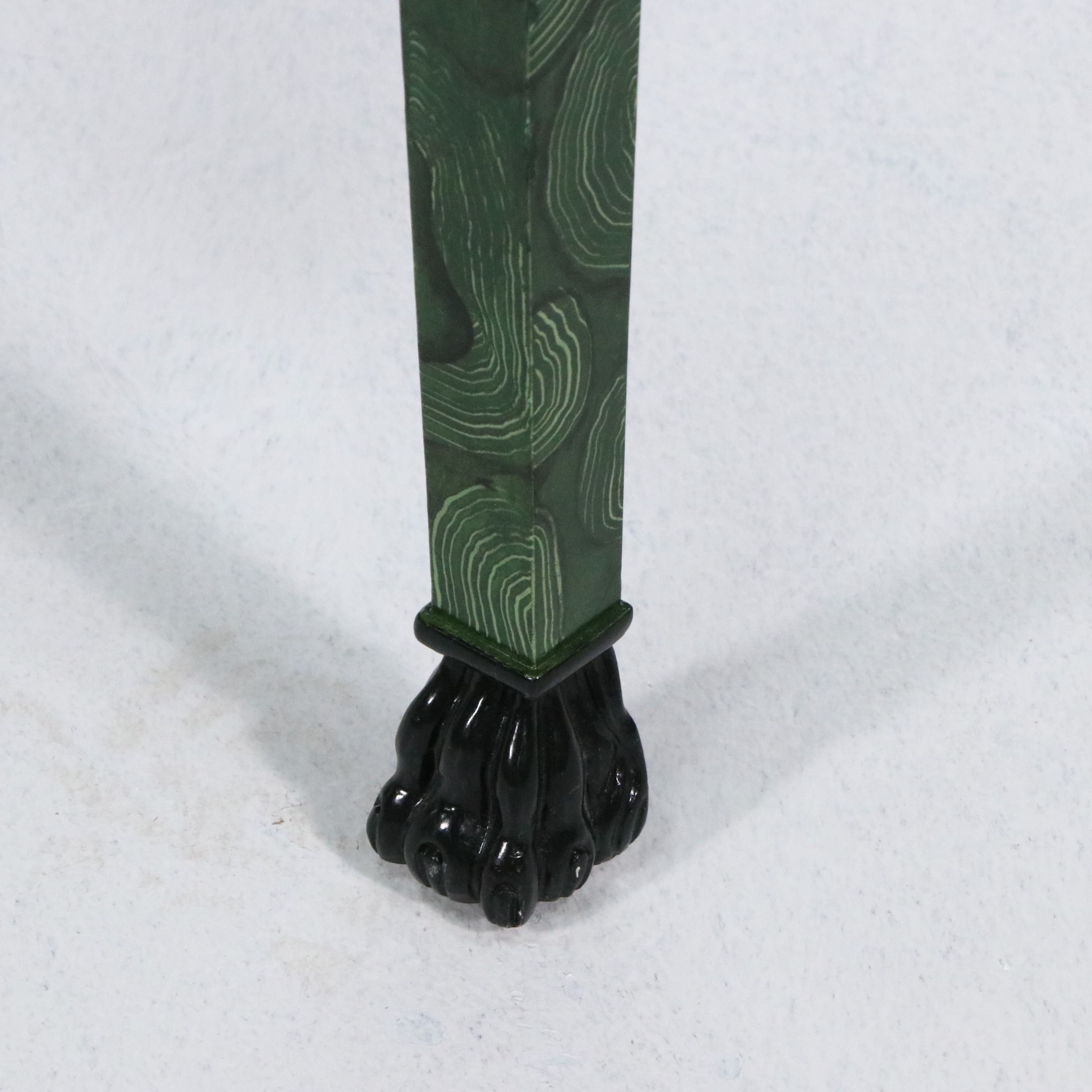 Pair of Lewis Mittman Empire Style Malachite Trompe-l'oeil Lacquered Armchairs