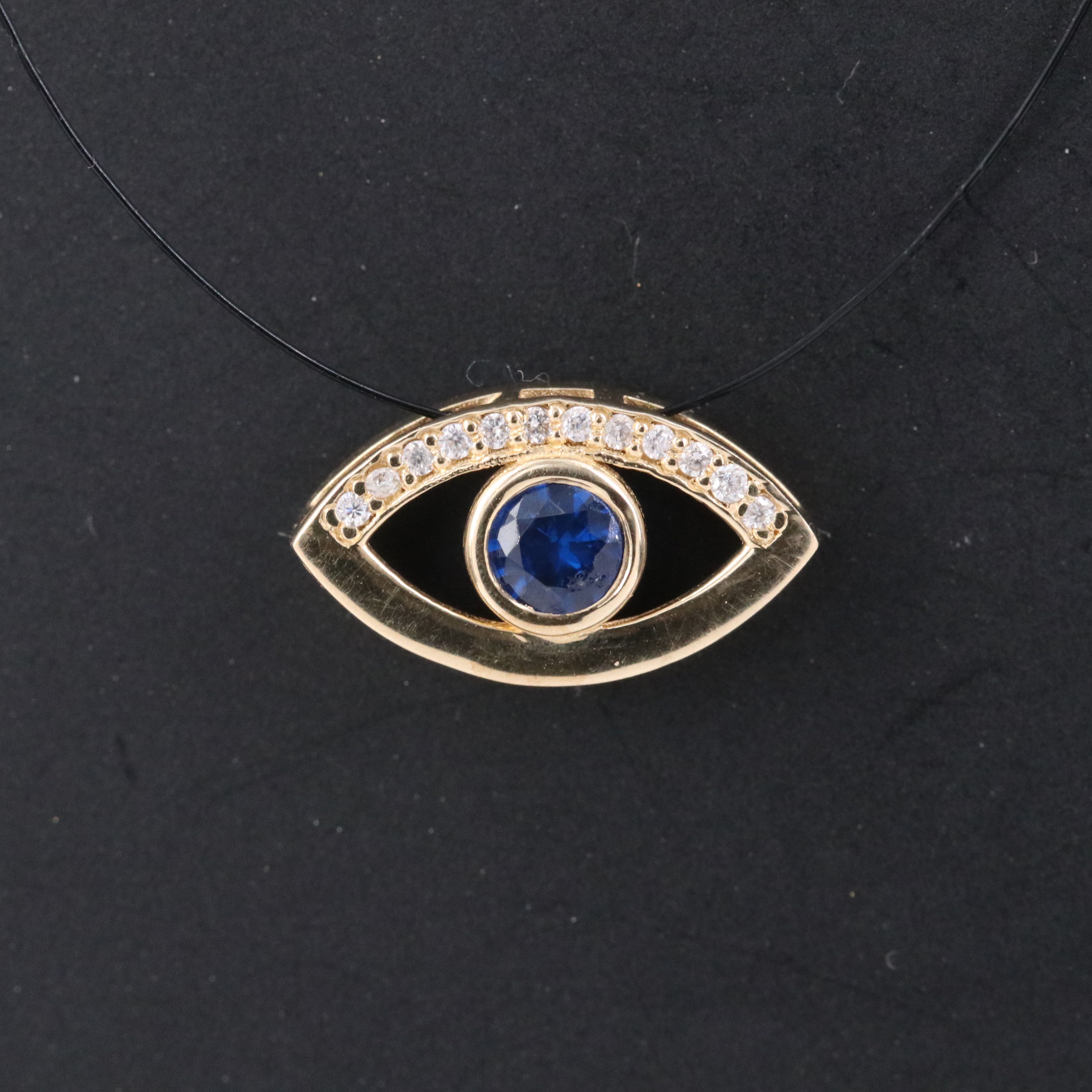 14K Spinel and Moissanite Evil Eye Pendant