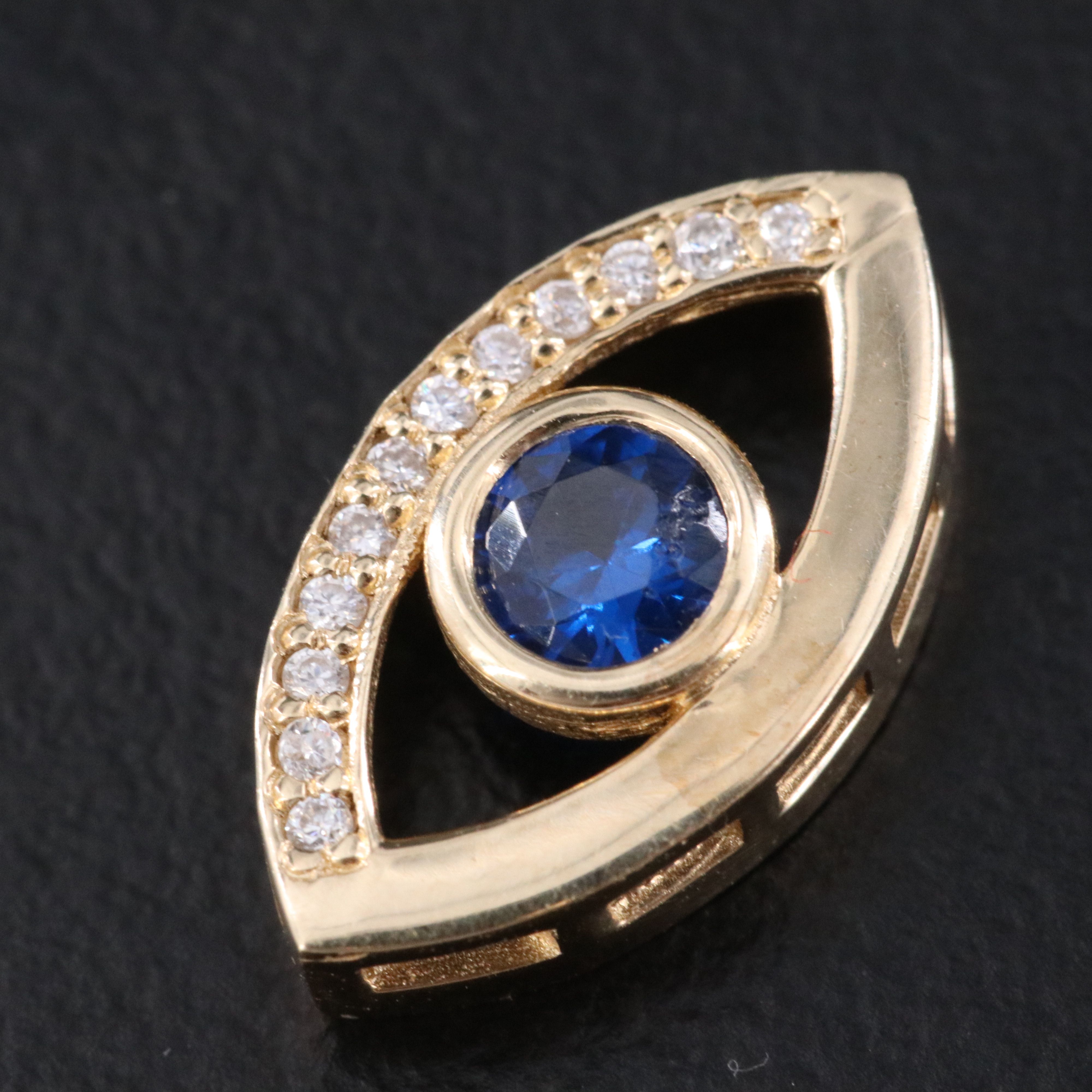14K Spinel and Moissanite Evil Eye Pendant