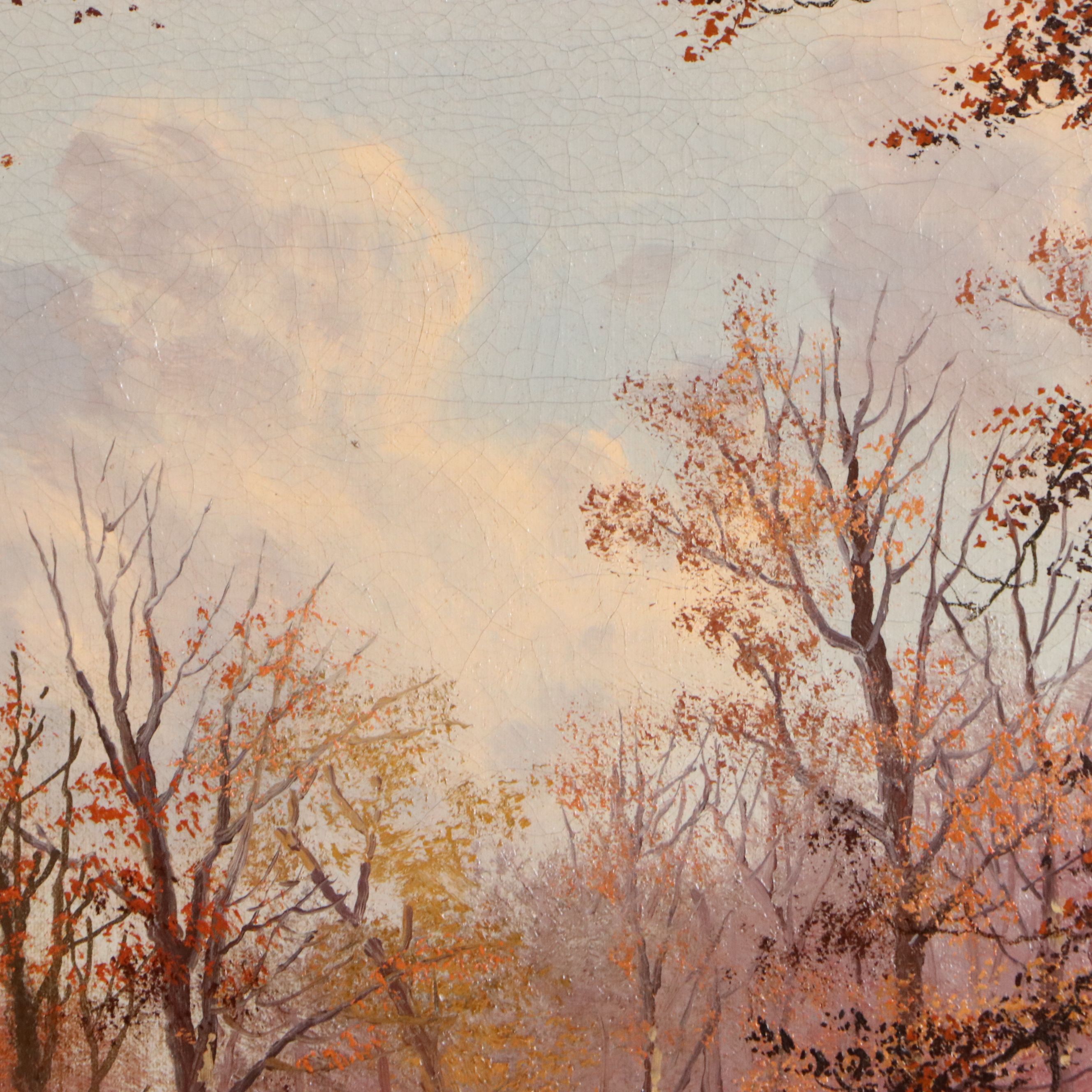 William McKendree Snyder Oil Painting Autumn Forest Landscape, Early 20th C.