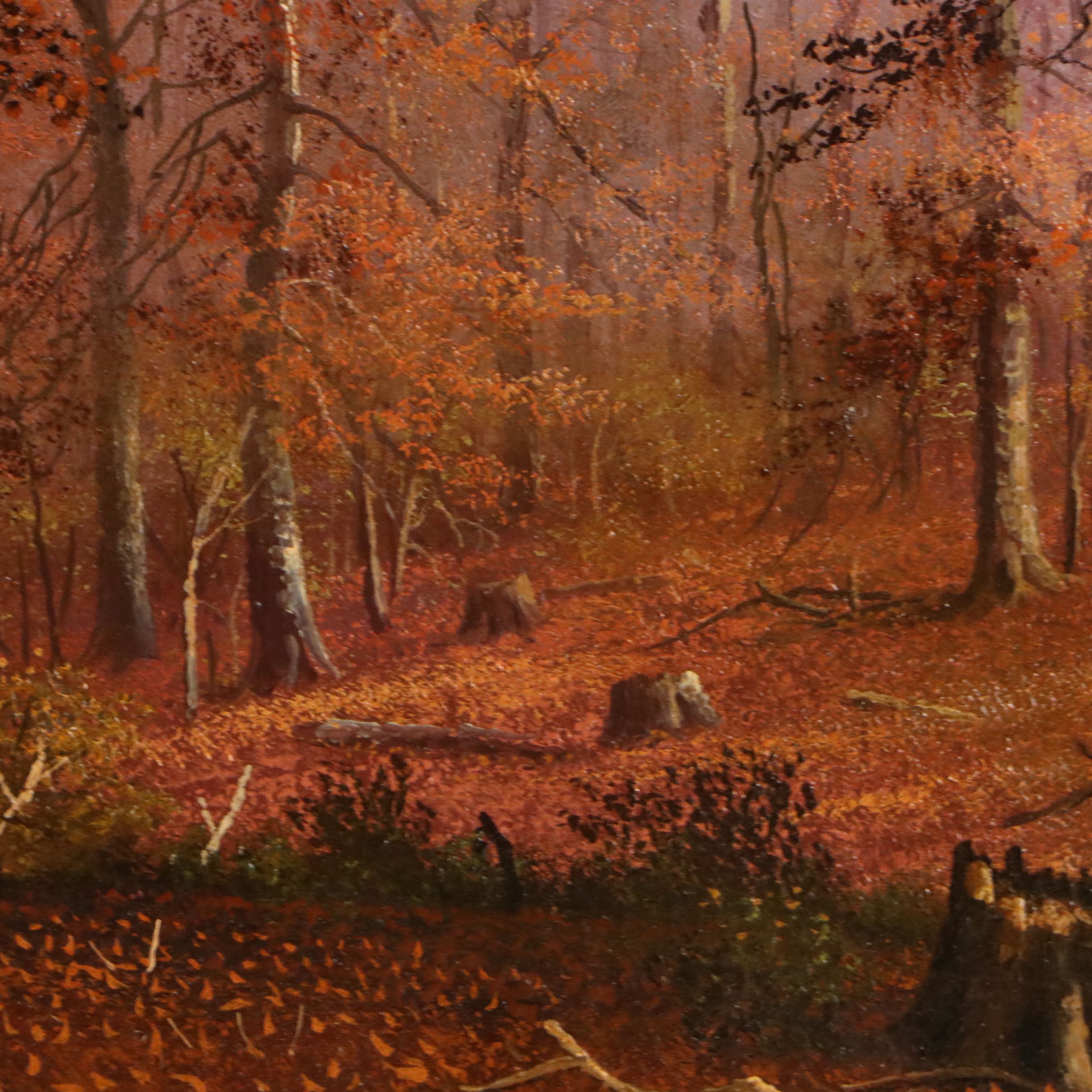 William McKendree Snyder Oil Painting Autumn Forest Landscape, Early 20th C.