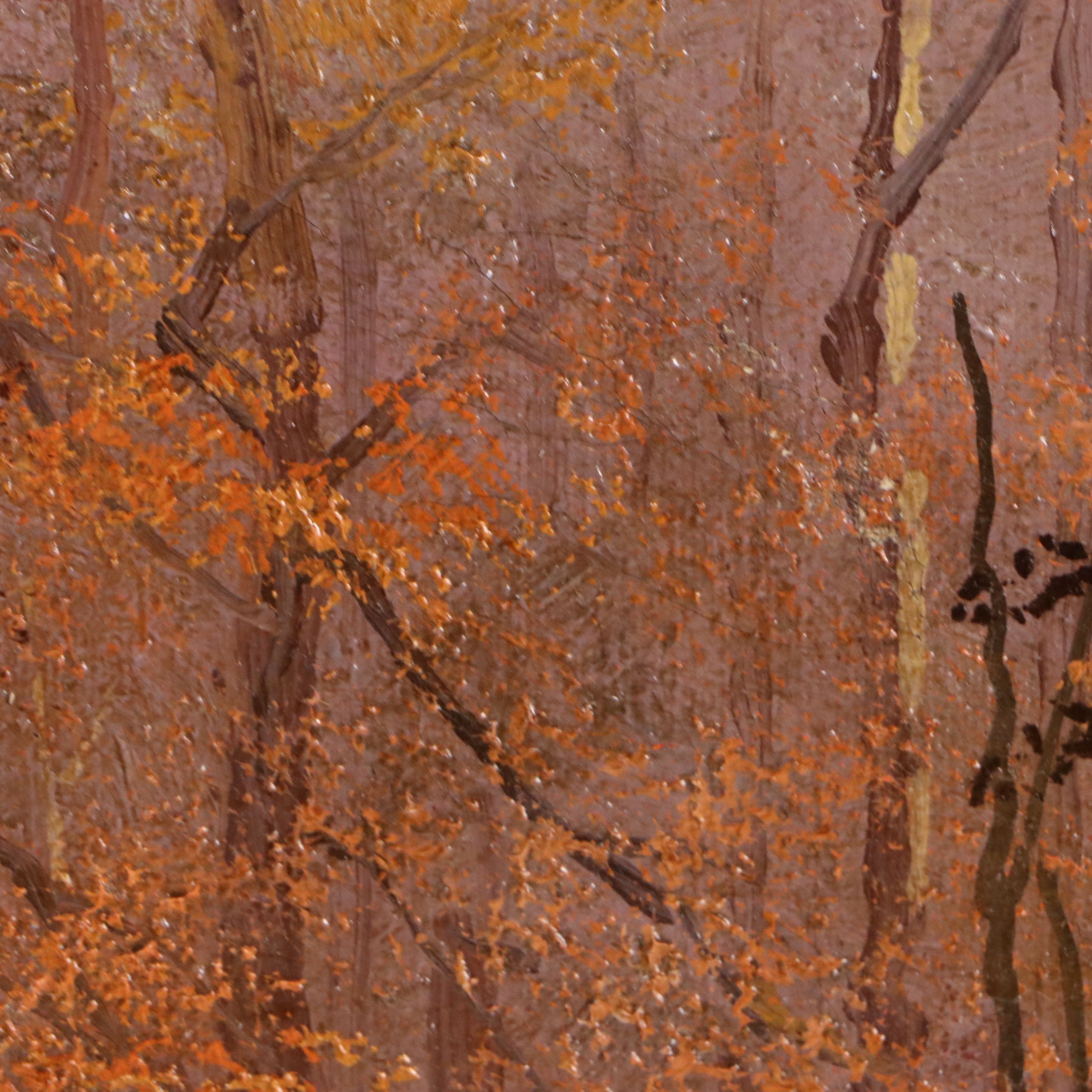 William McKendree Snyder Oil Painting Autumn Forest Landscape, Early 20th C.