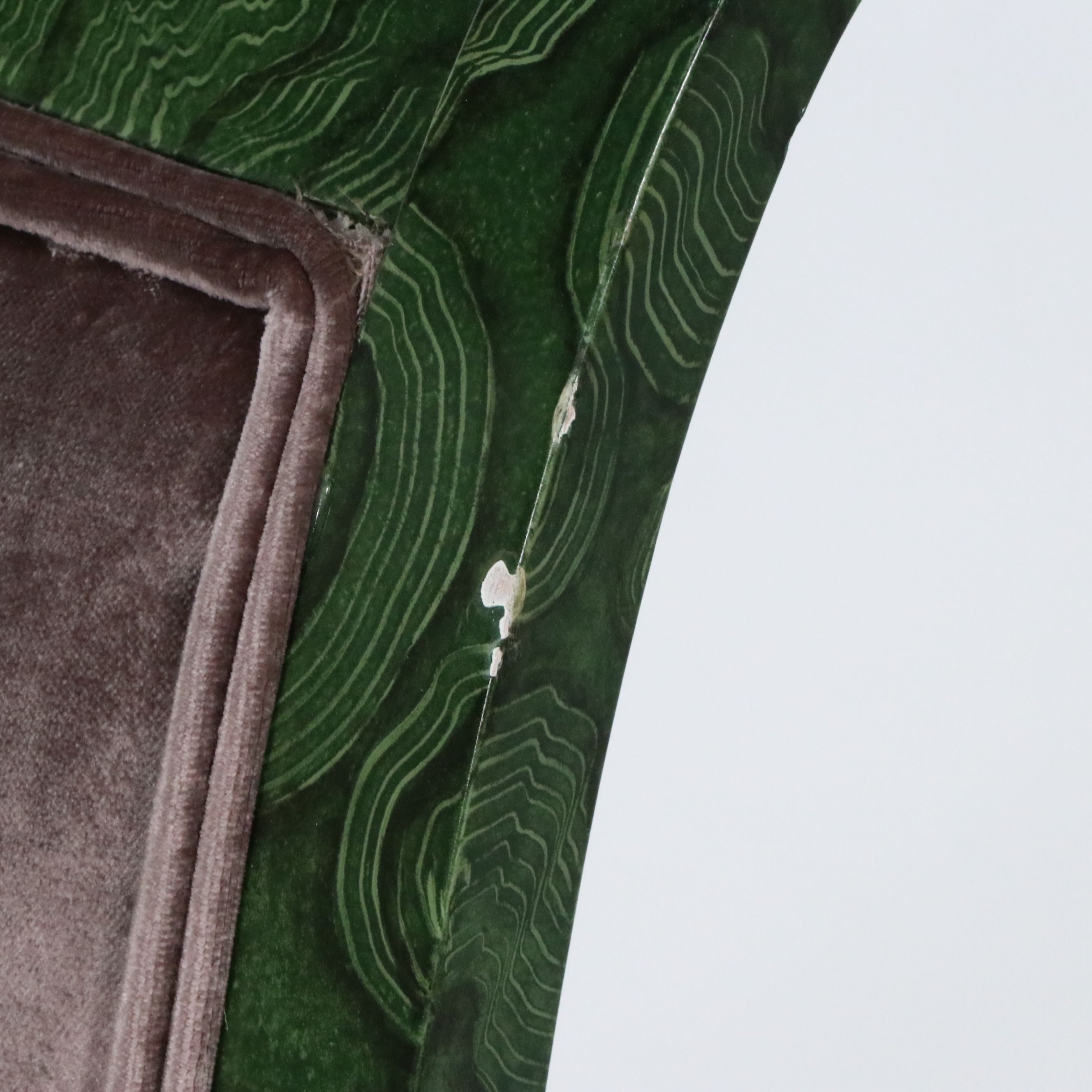 Pair of Lewis Mittman Empire Style Malachite Trompe-l'oeil Lacquered Armchairs