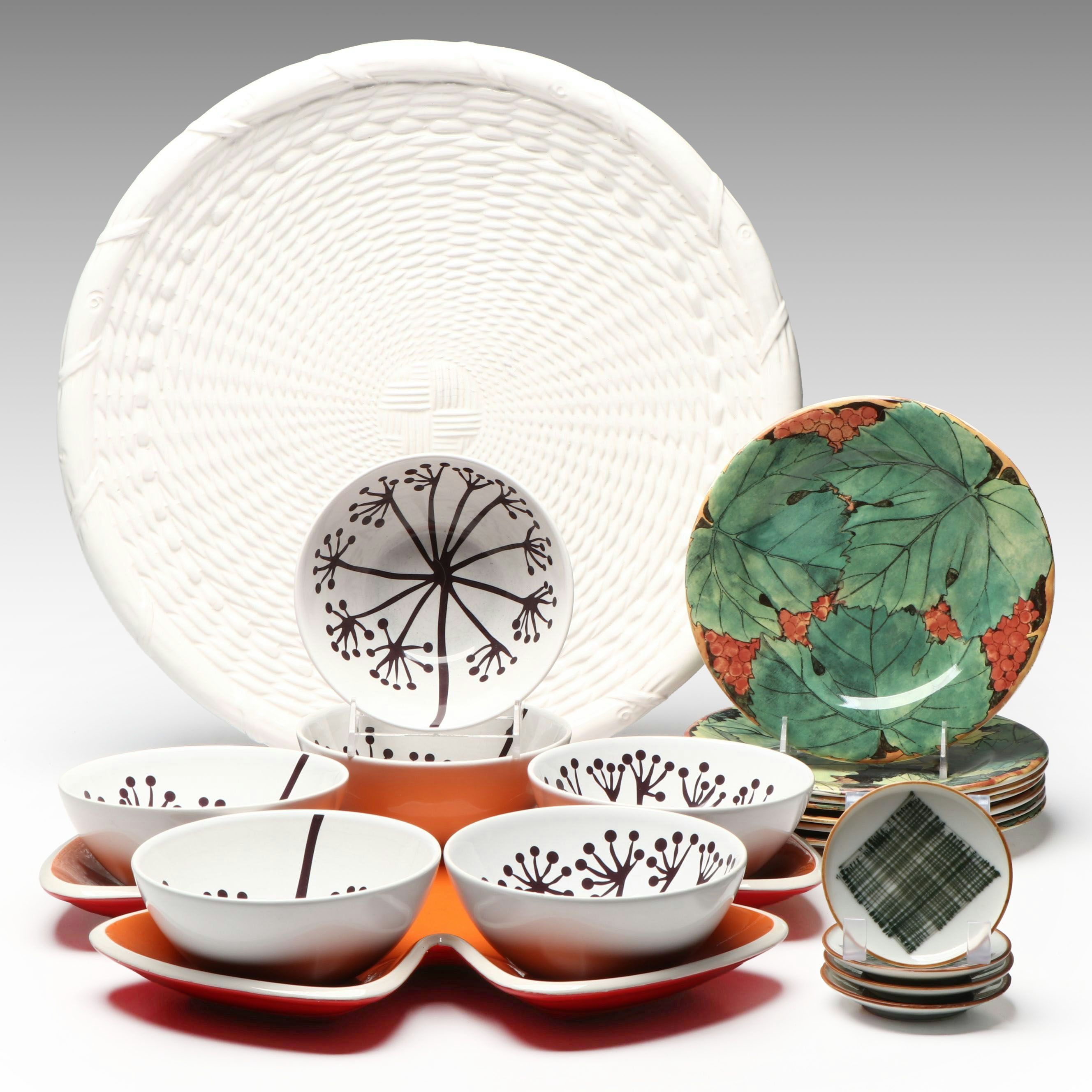 Gien "Vigne" Salad Plates with Divided Platter and More Ceramic Tableware