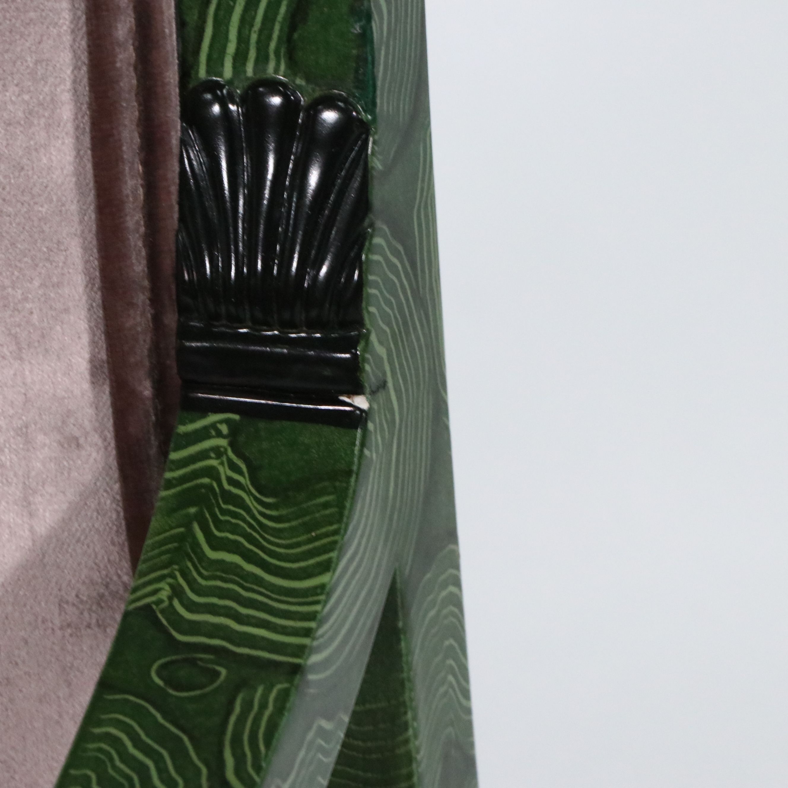 Pair of Lewis Mittman Empire Style Malachite Trompe-l'oeil Lacquered Armchairs