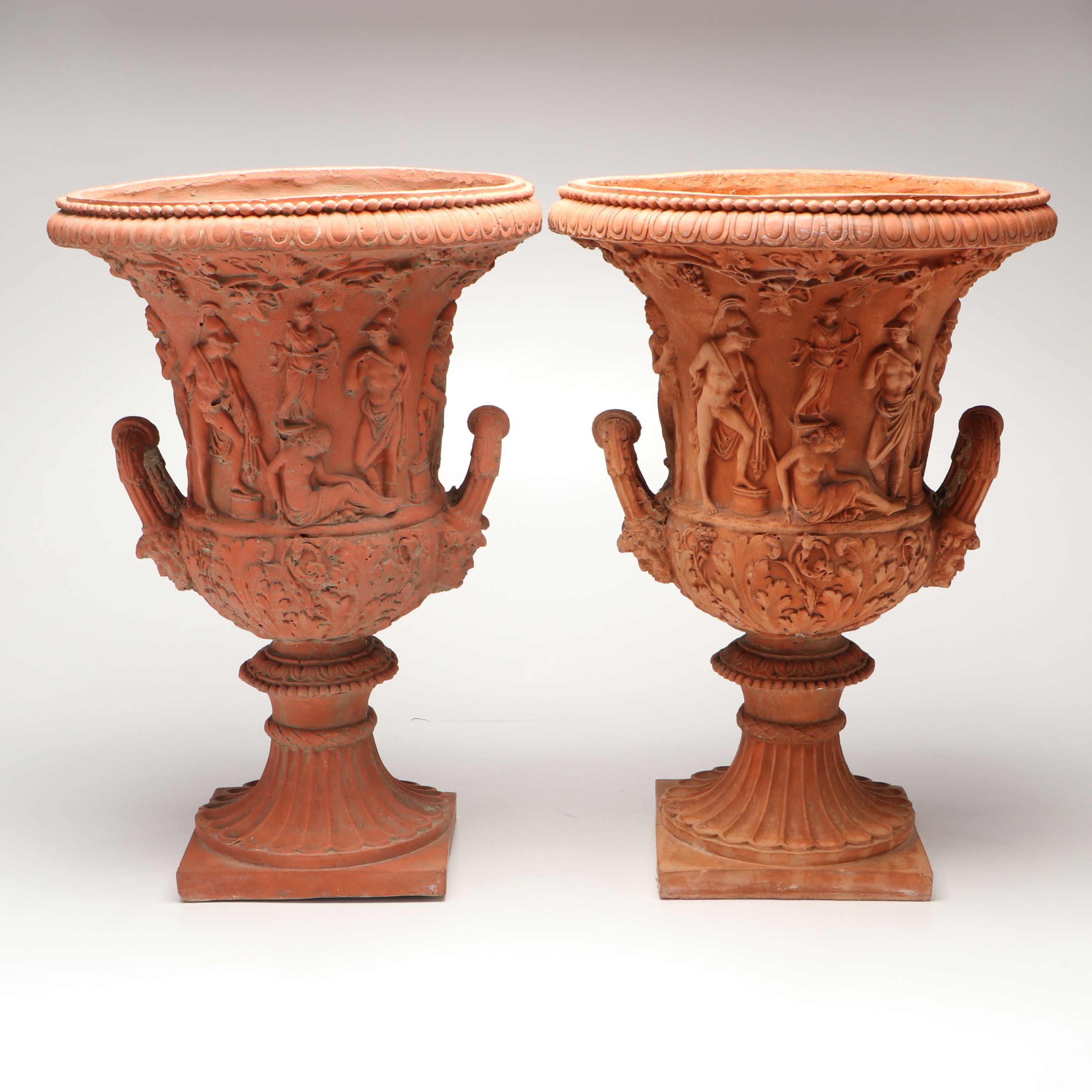Pair of Grand Tour Style "Borghese" Terracotta Urns