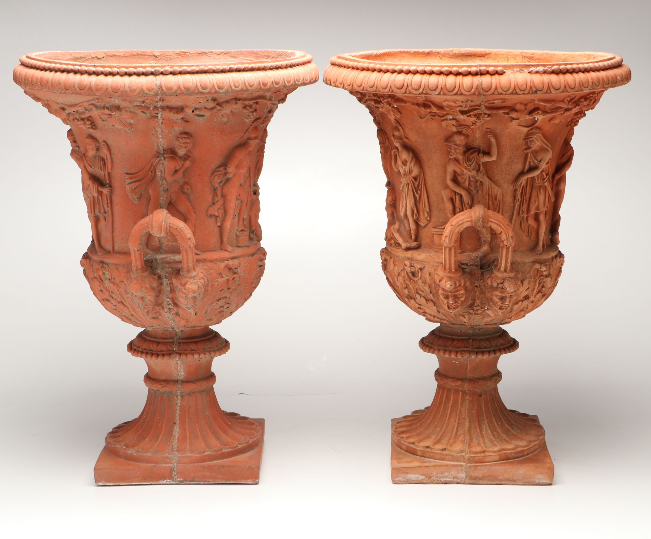 Pair of Grand Tour Style "Borghese" Terracotta Urns