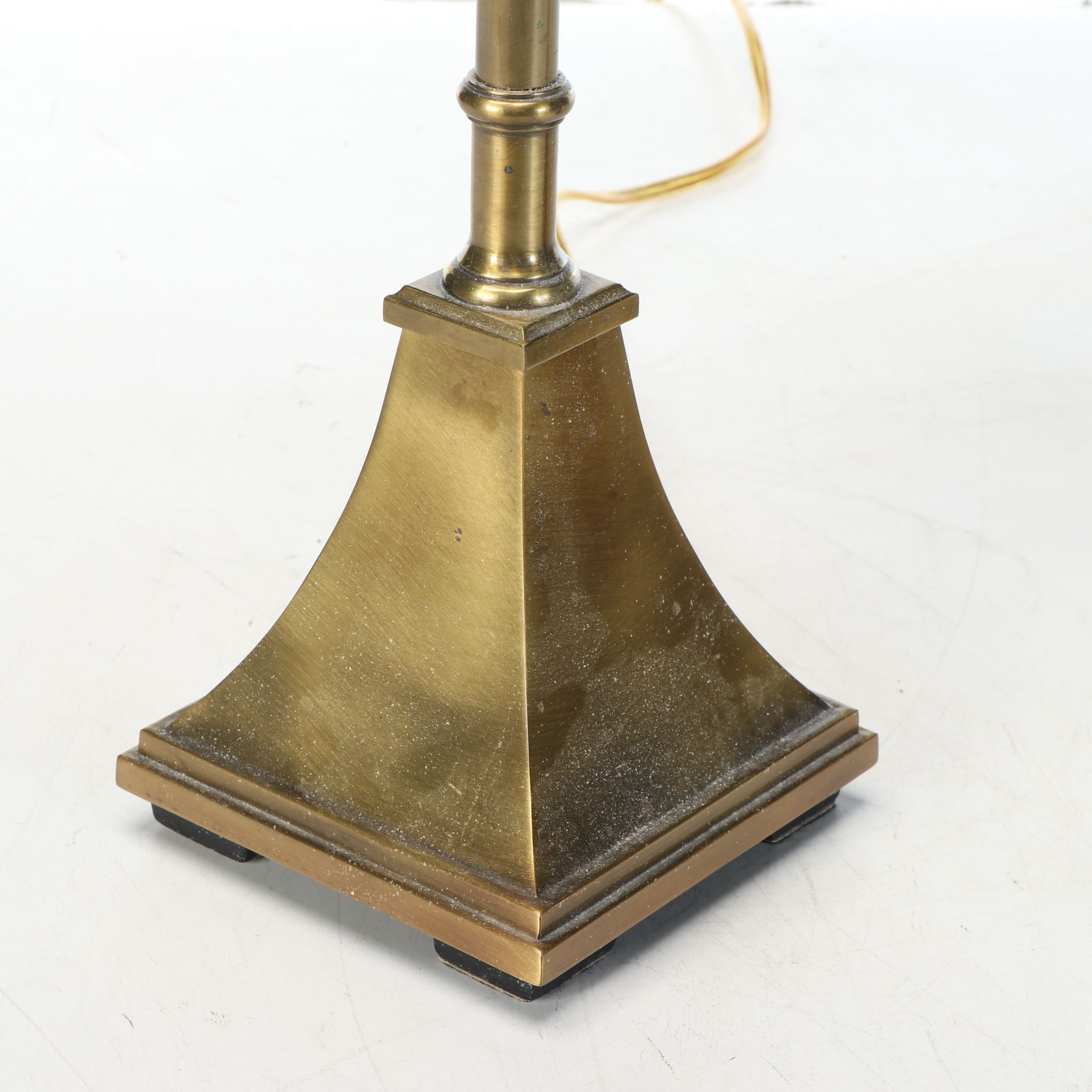 Pair of Brass Cantilever Pharmacy Task Lamps with Hexagon Shades