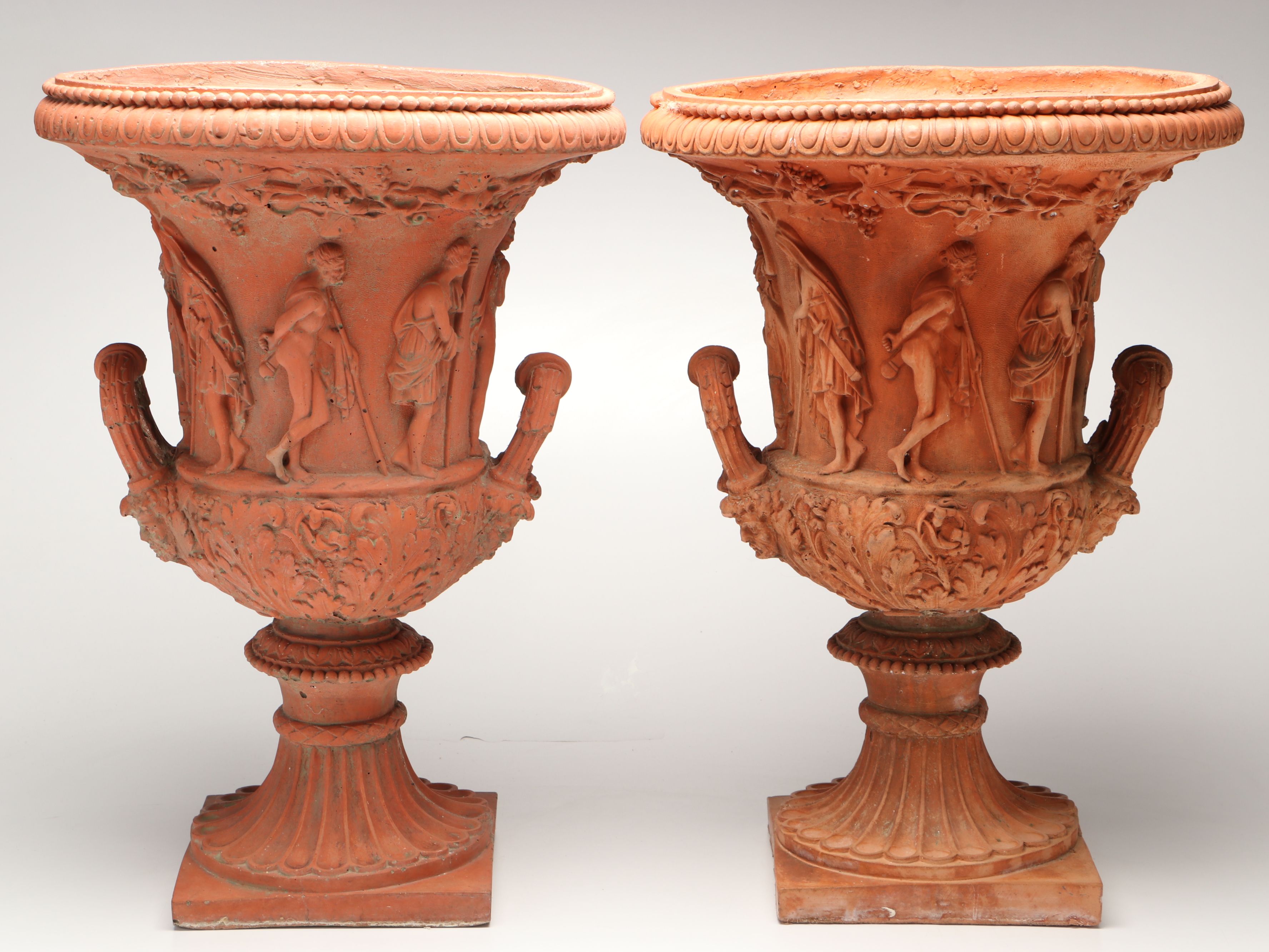 Pair of Grand Tour Style "Borghese" Terracotta Urns