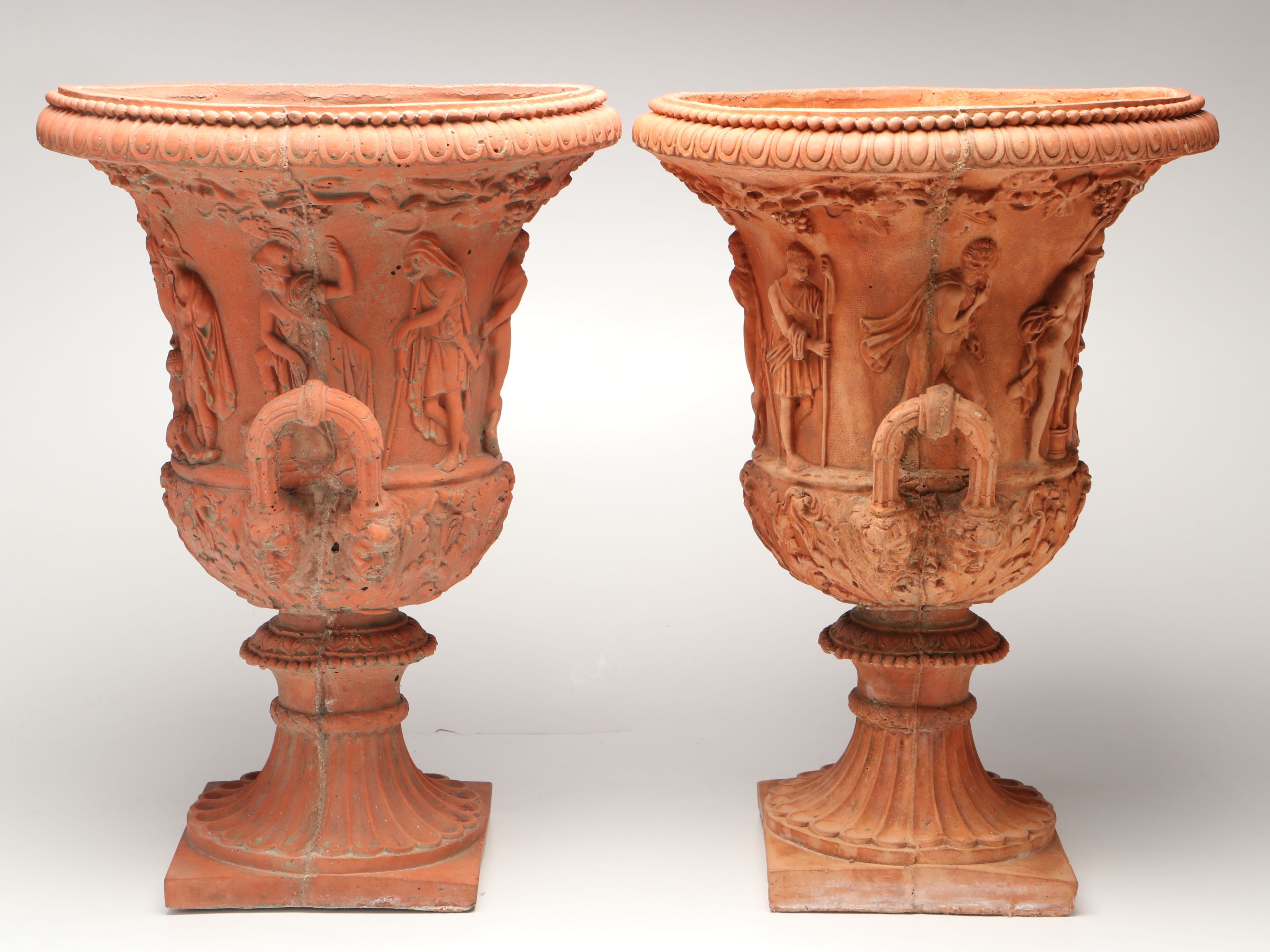 Pair of Grand Tour Style "Borghese" Terracotta Urns