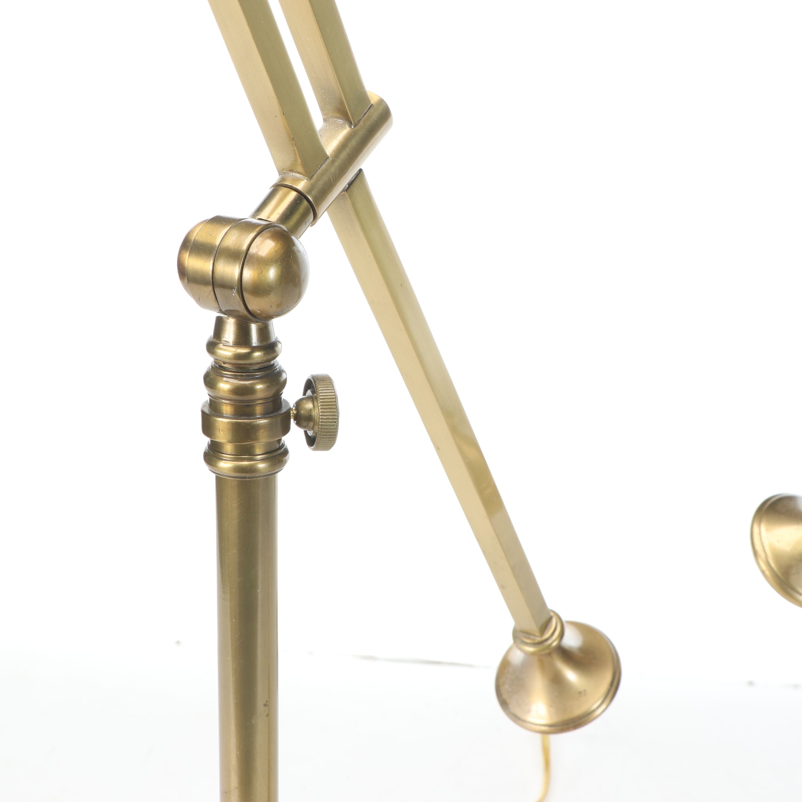 Pair of Brass Cantilever Pharmacy Task Lamps with Hexagon Shades