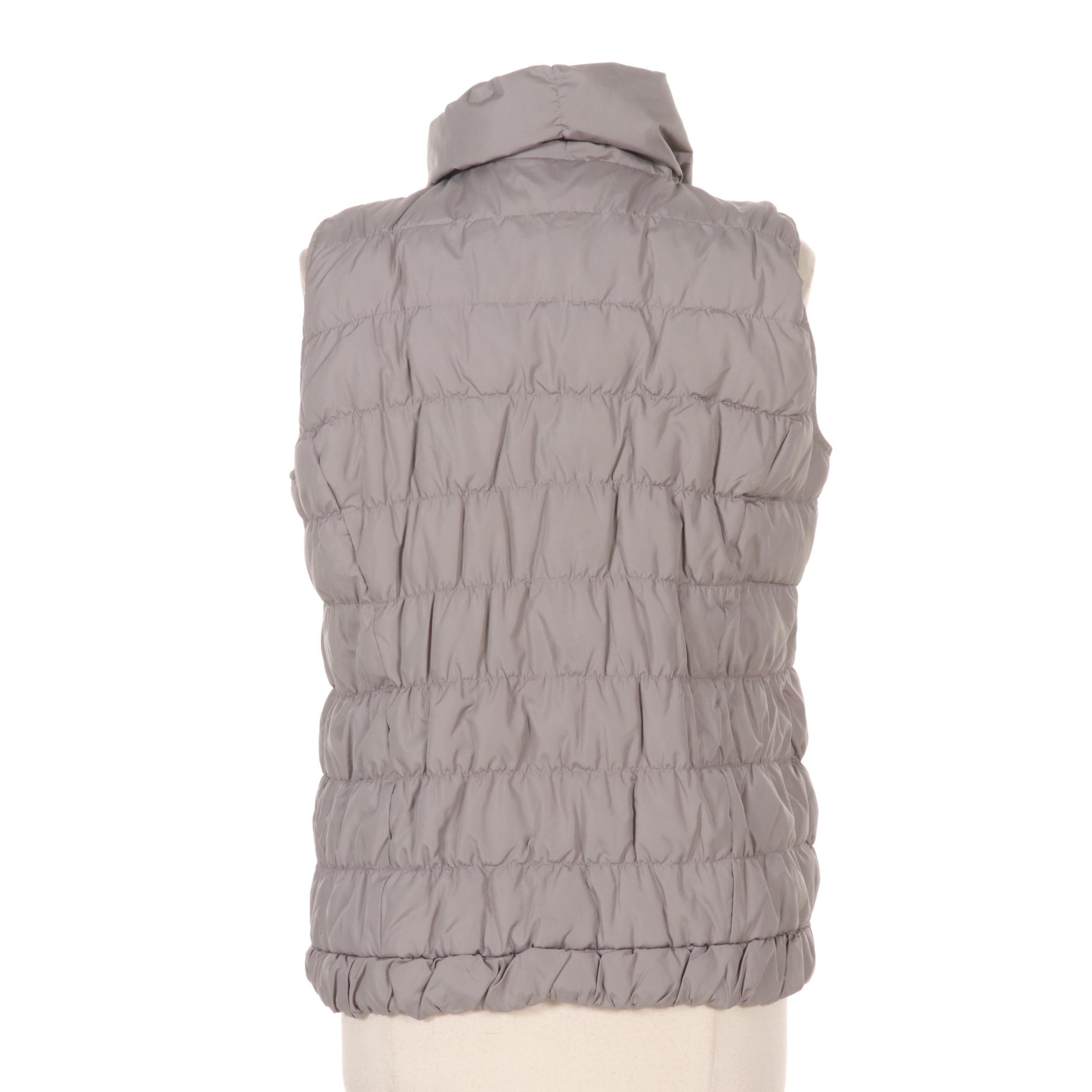Coldwater Creek Slate Gray Puffy Vest With Curved Front Hemline, Size M