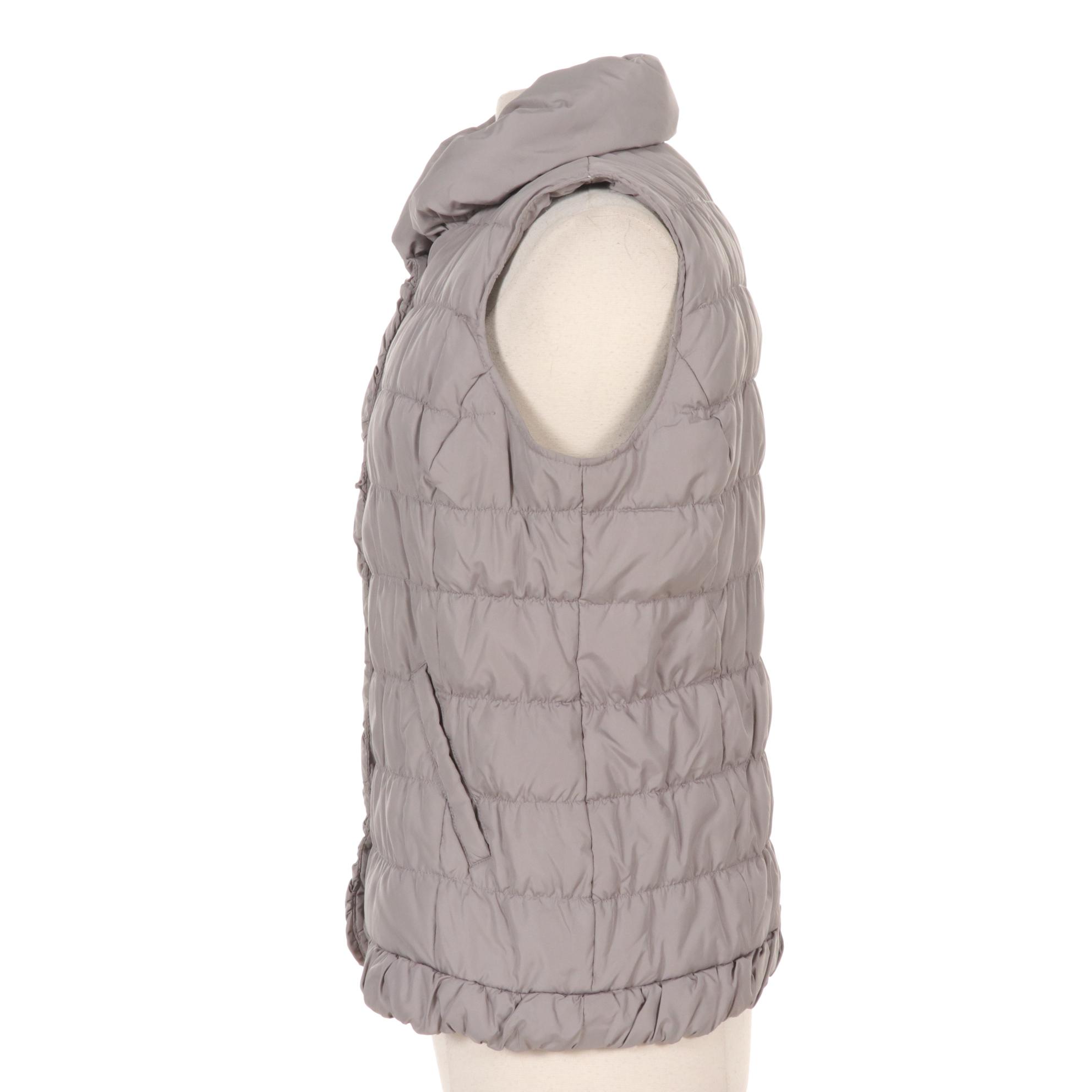Coldwater Creek Slate Gray Puffy Vest With Curved Front Hemline, Size M