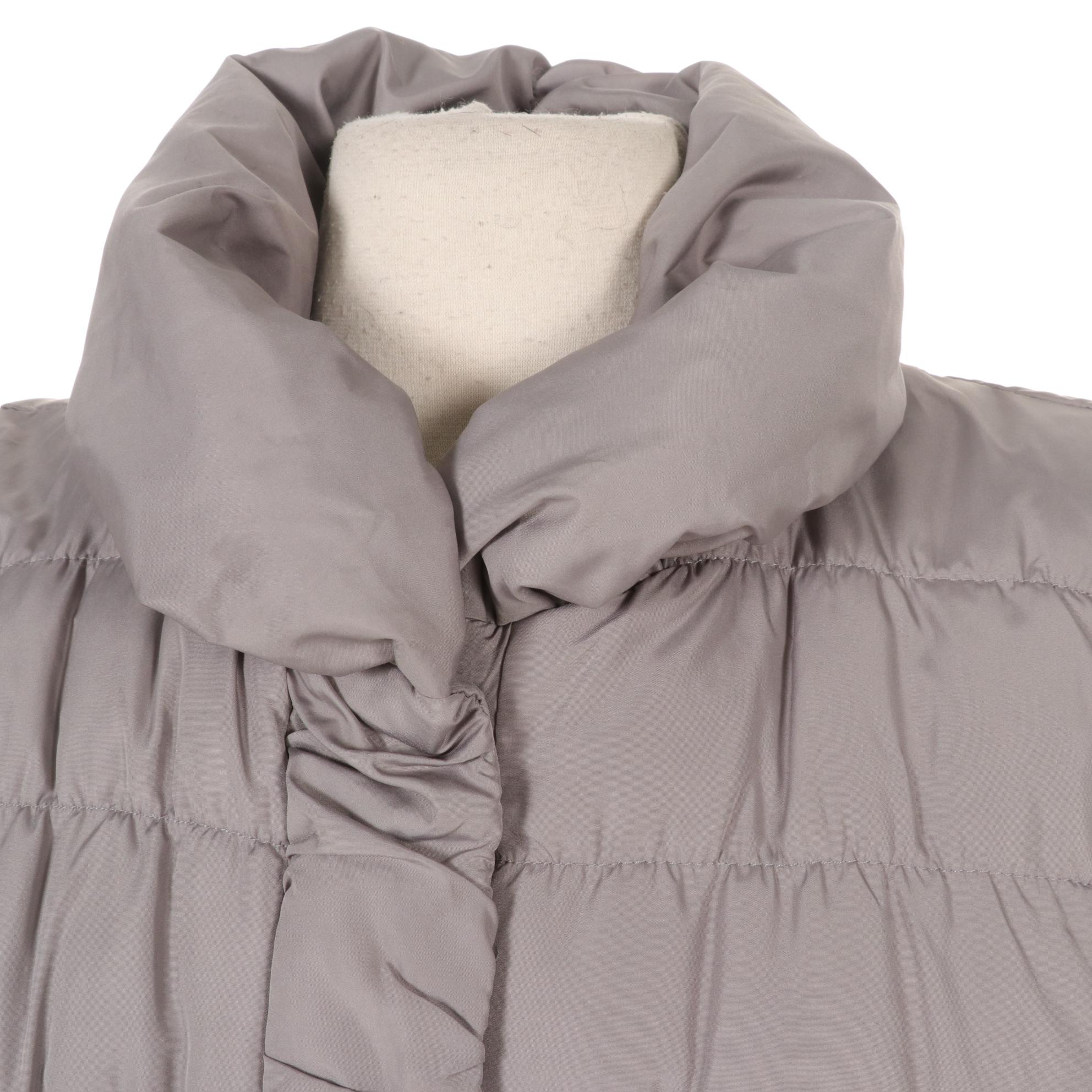 Coldwater Creek Slate Gray Puffy Vest With Curved Front Hemline, Size M