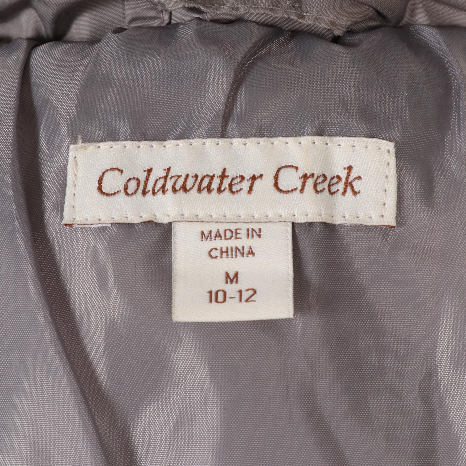 Coldwater Creek Slate Gray Puffy Vest With Curved Front Hemline, Size M