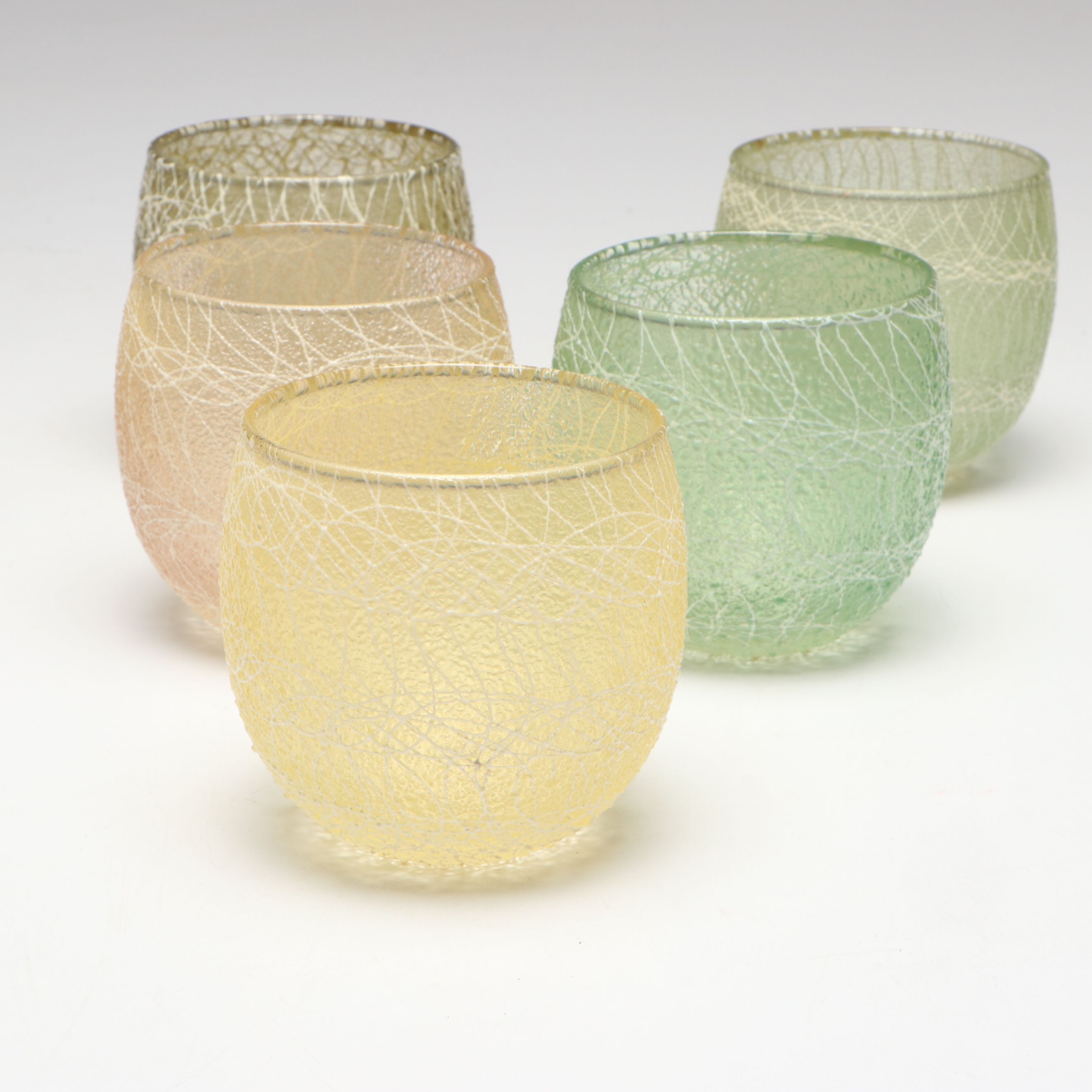 Color Craft "Shat-R-Pruf" Coated Glass Pitcher and Roly Poly Cups