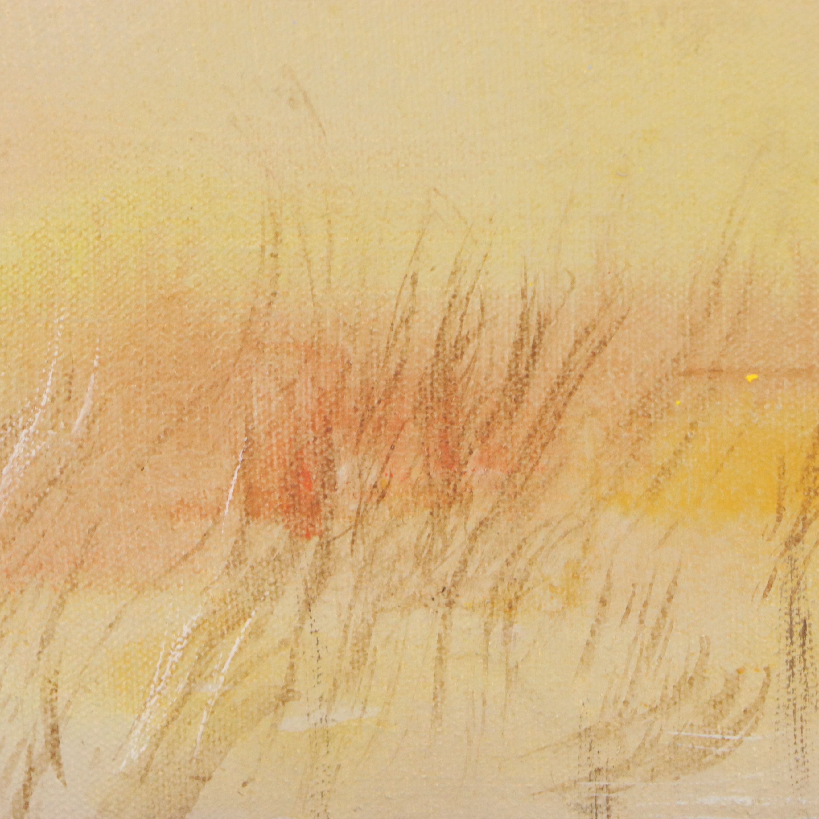 Robert Fabe Acrylic Painting of Nebulous Landscape with Figures