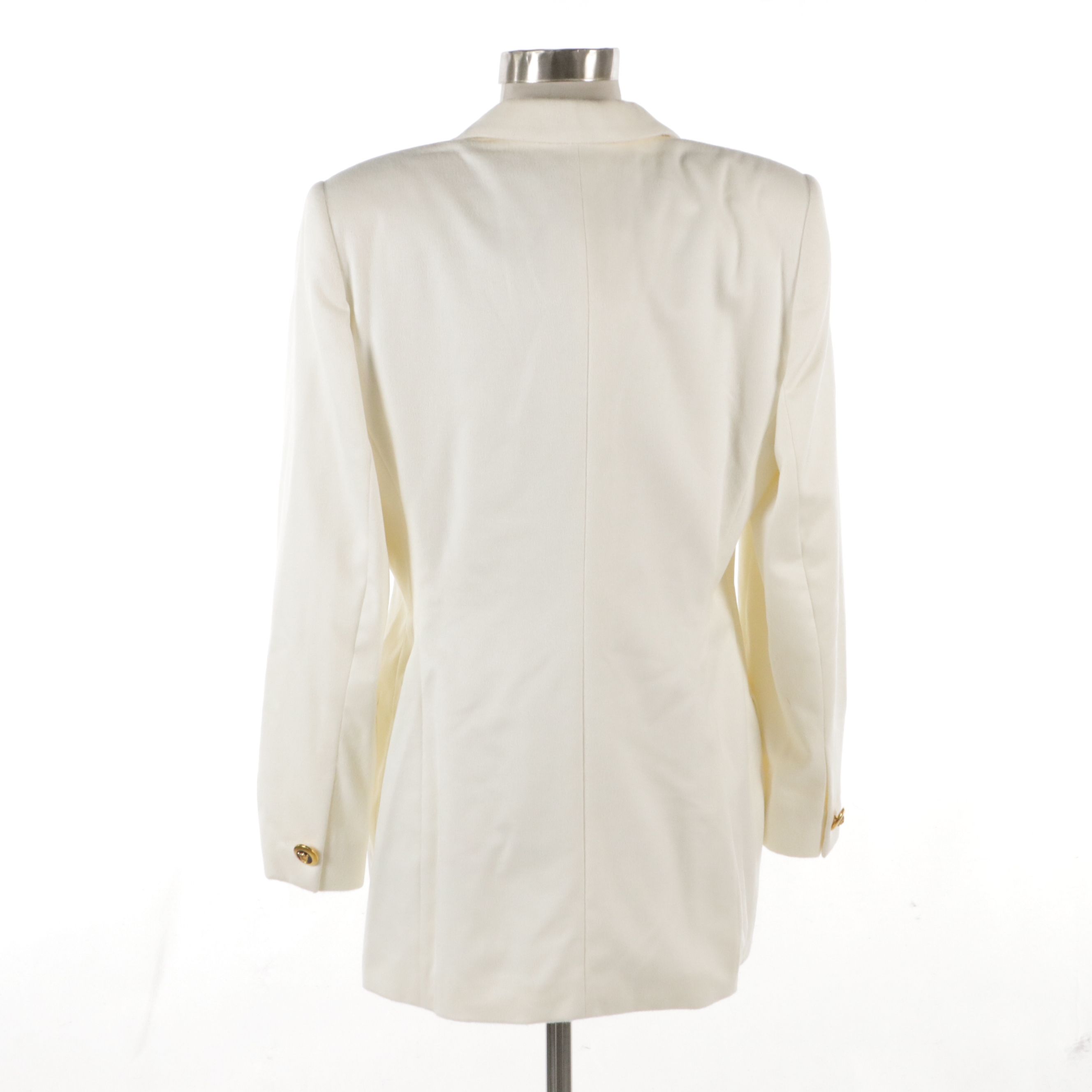 Escada White Rabbit Fur and Wool Double Breasted Blazer, With Tags