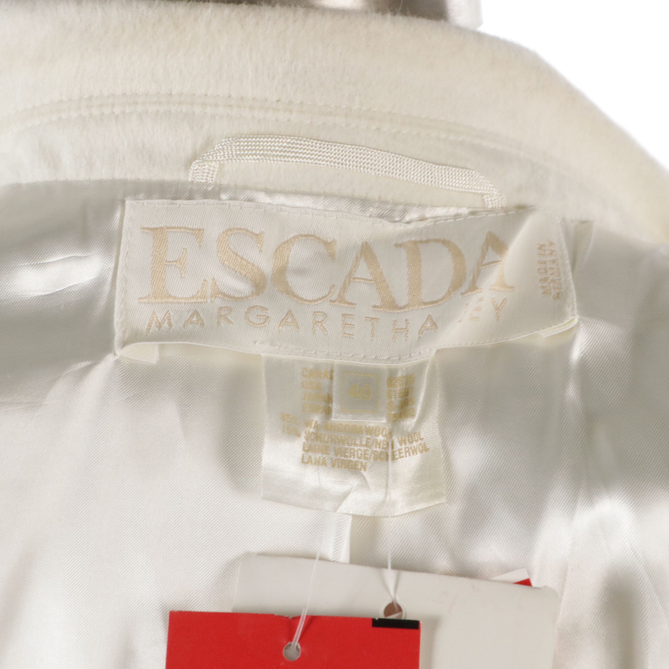 Escada White Rabbit Fur and Wool Double Breasted Blazer, With Tags