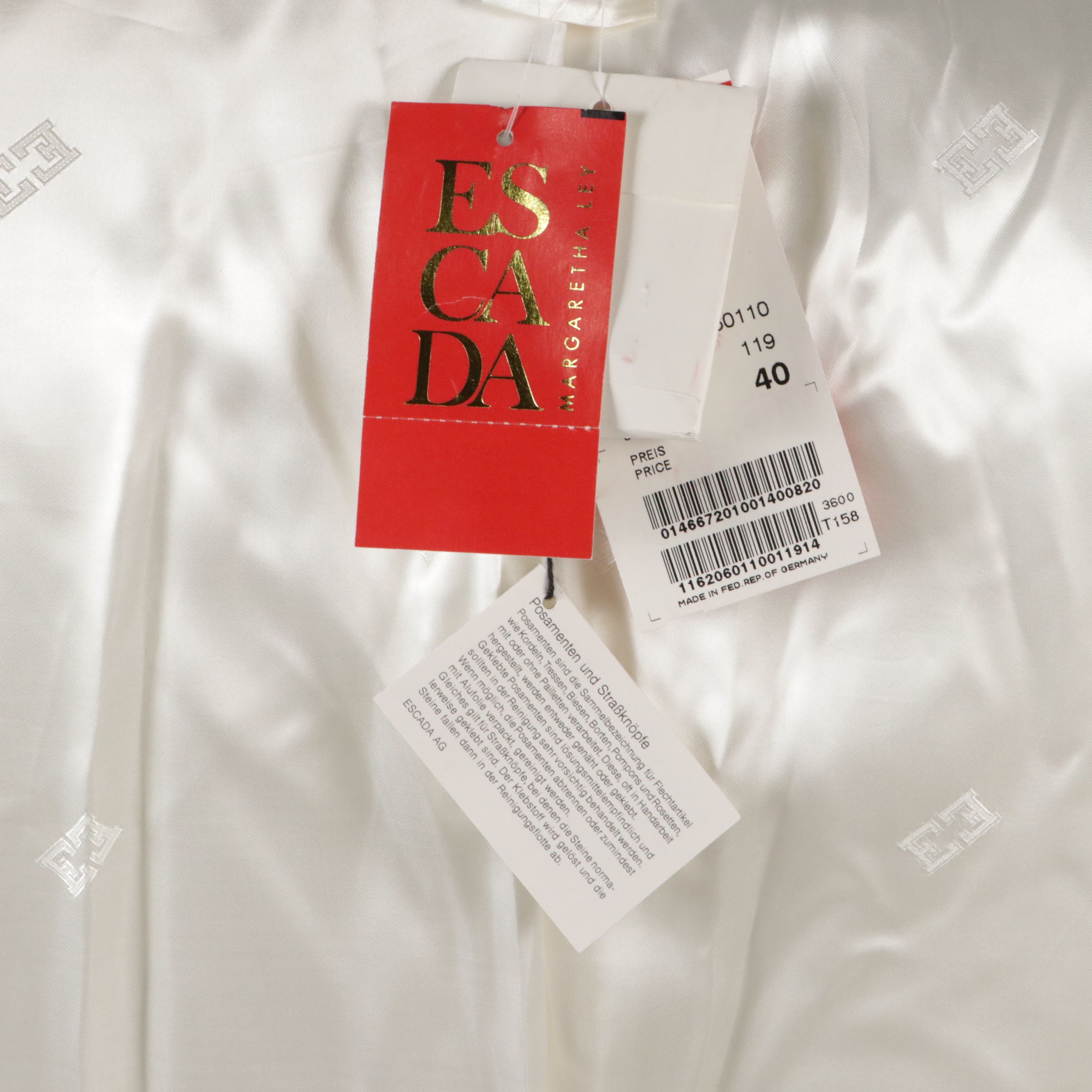 Escada White Rabbit Fur and Wool Double Breasted Blazer, With Tags