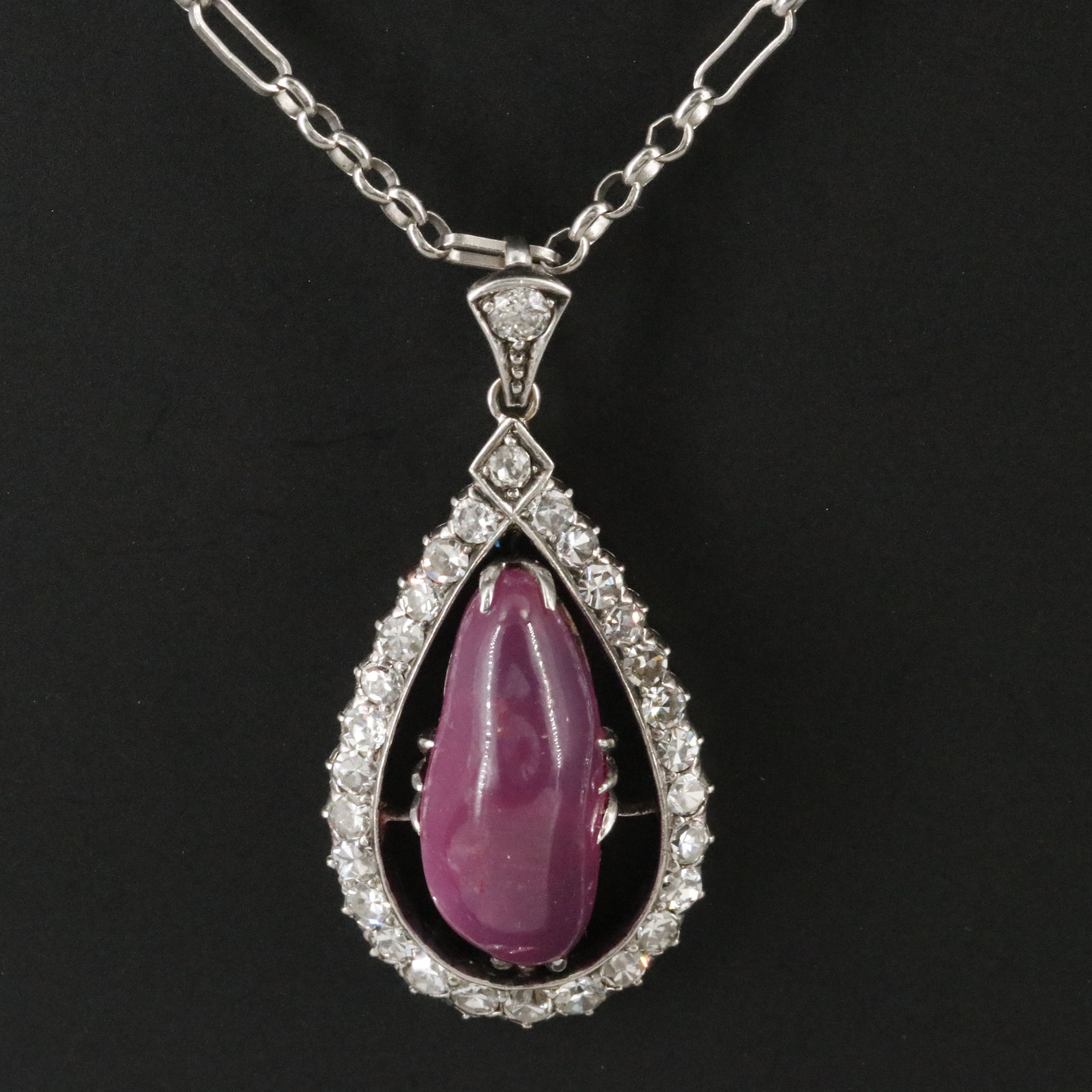 14K, Sterling and Plat. Unheated 14.25 CT Sapphire and Diamond Necklace, GIA