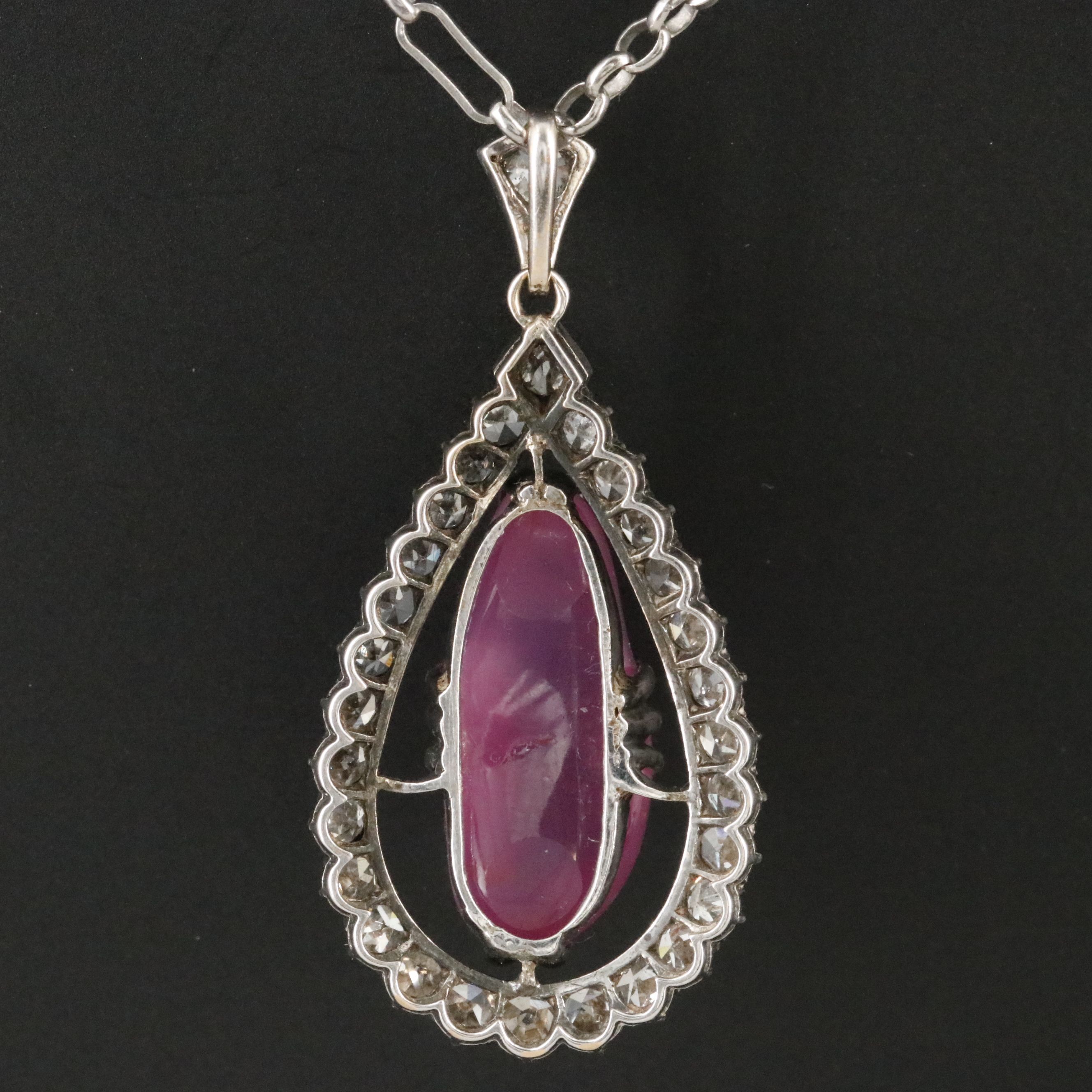 14K, Sterling and Plat. Unheated 14.25 CT Sapphire and Diamond Necklace, GIA