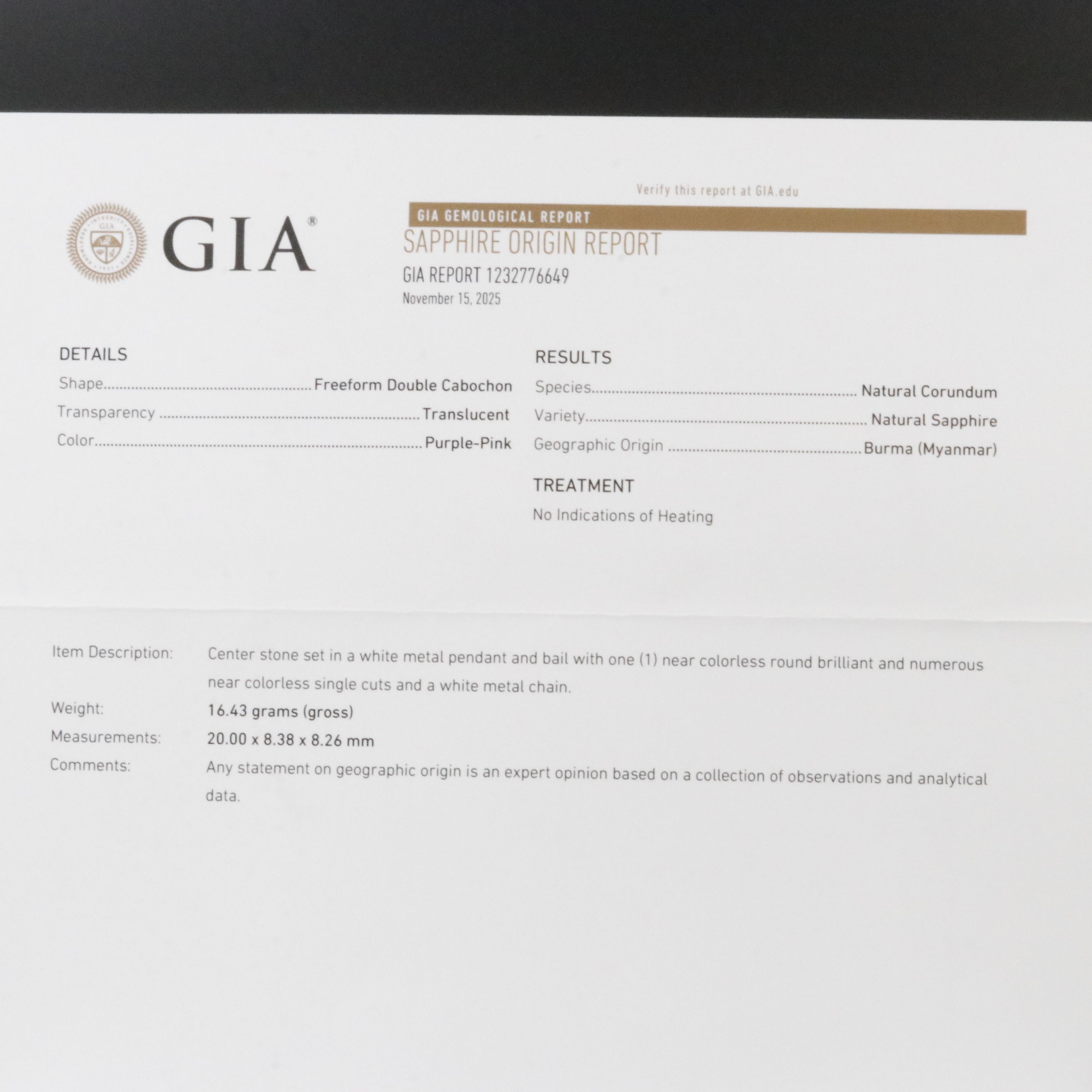 14K, Sterling and Plat. Unheated 14.25 CT Sapphire and Diamond Necklace, GIA