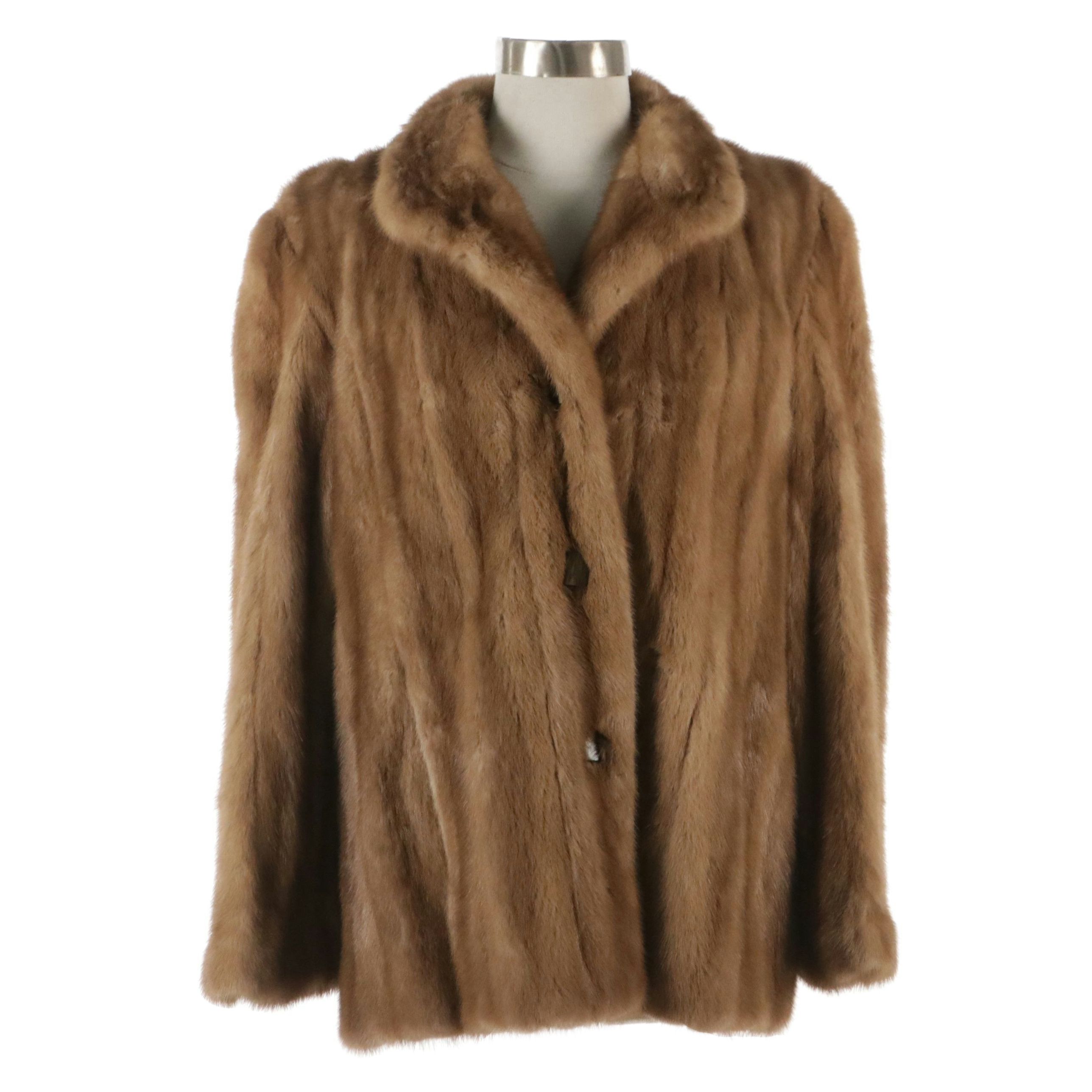 Pastel Mink Fur Button-Front Jacket
