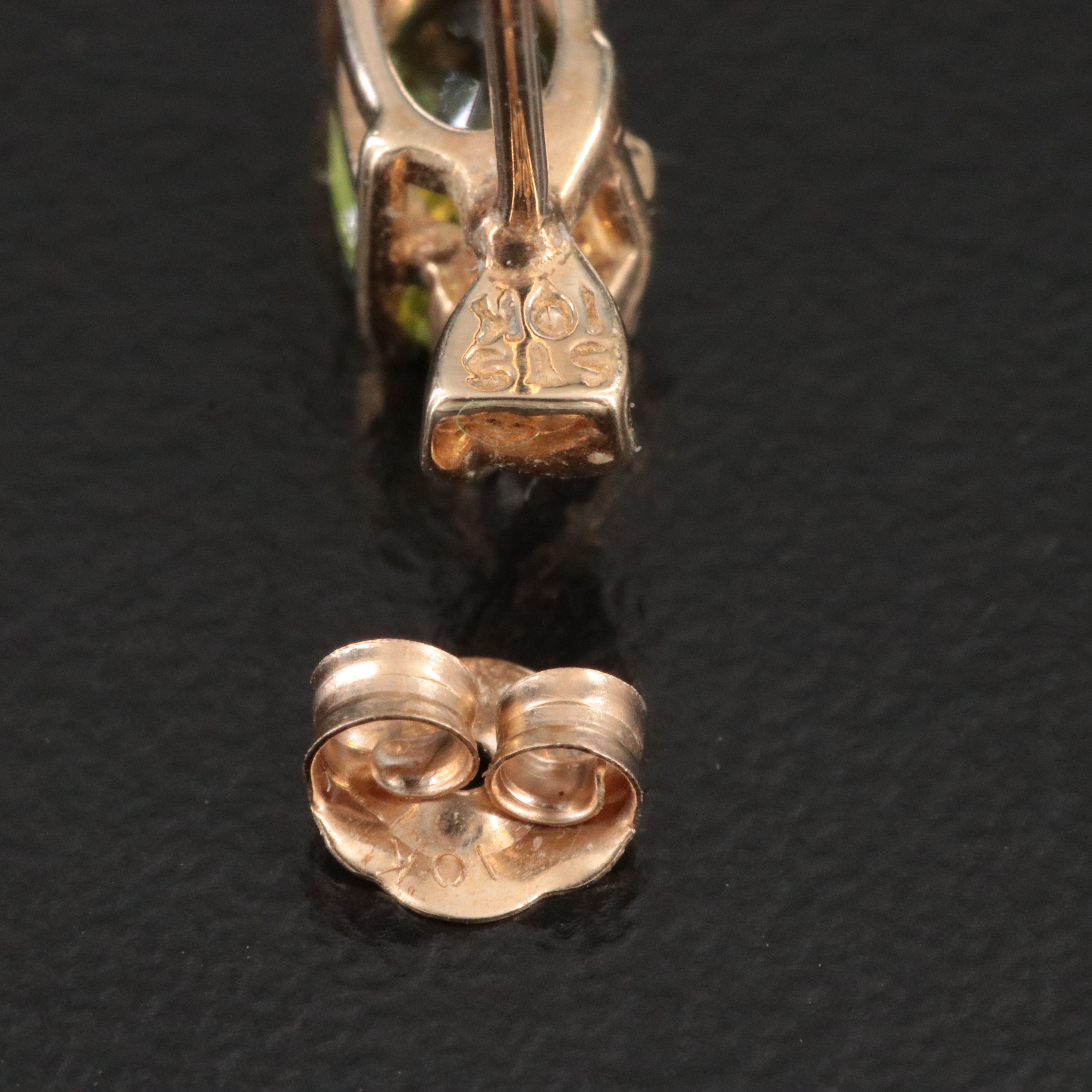10K Peridot and Diamond Stud Earrings