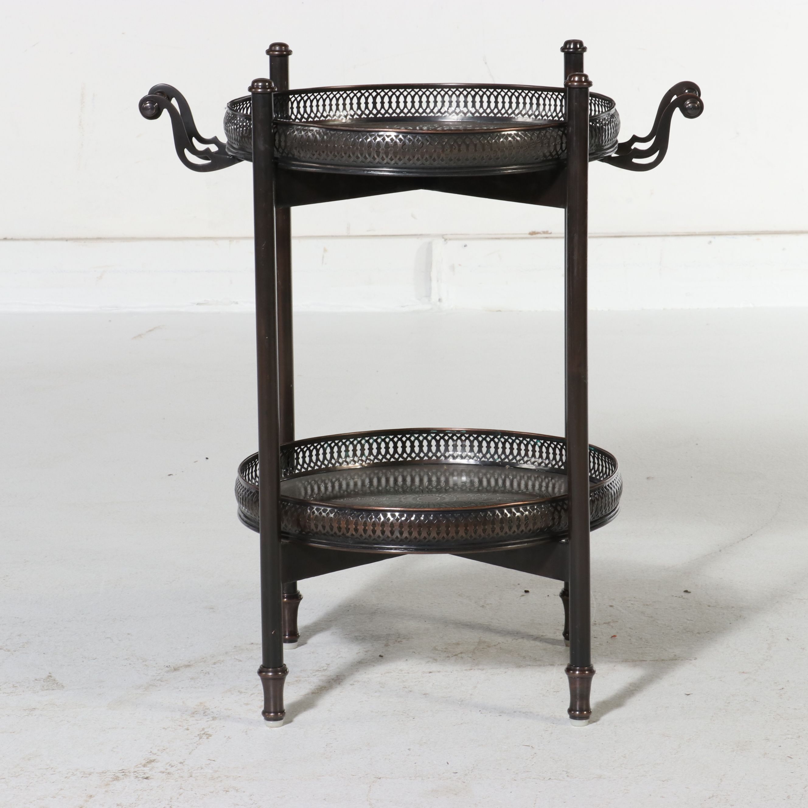 Anglo Indian Style Etched Brass and Bronze-Finished Butler's Tray Table