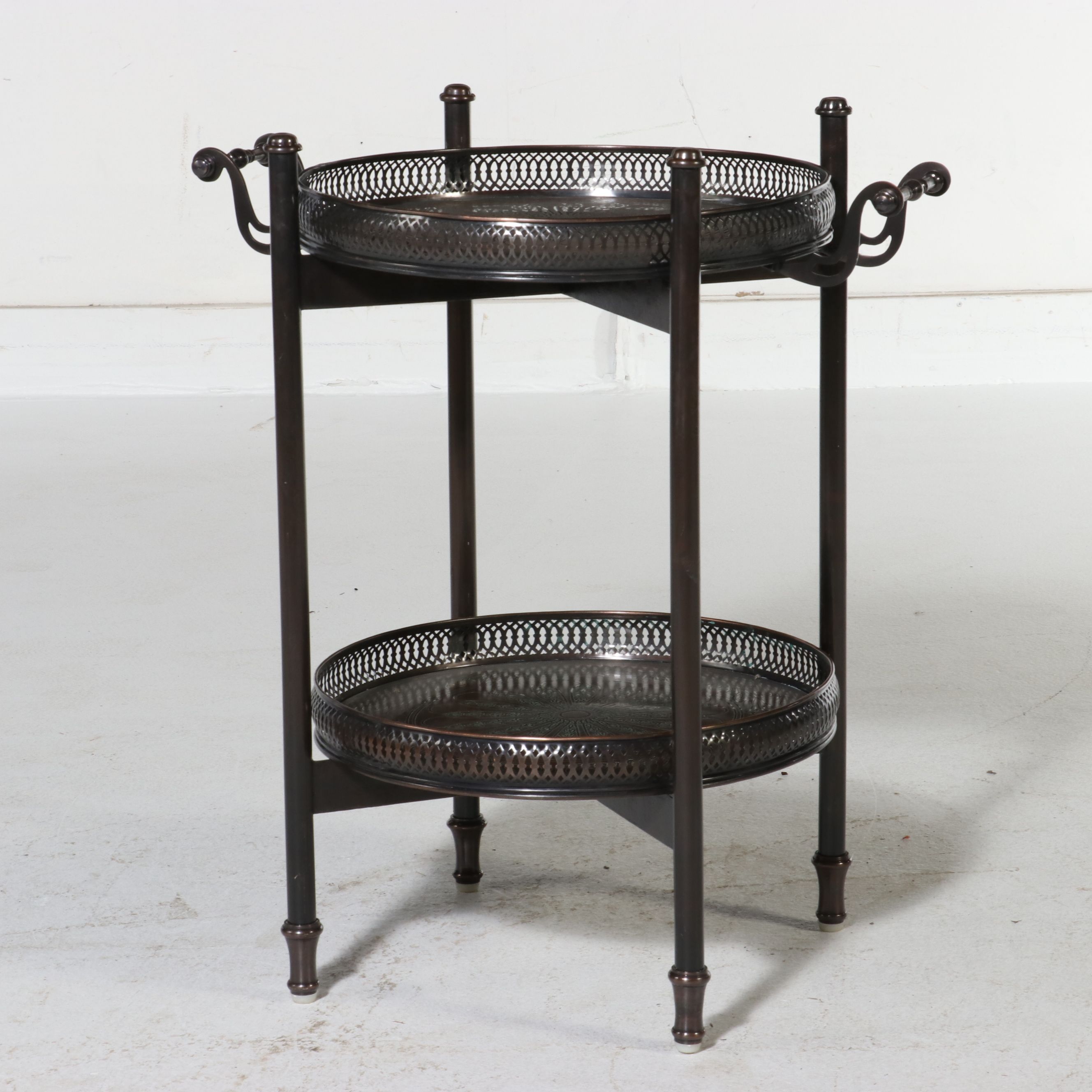 Anglo Indian Style Etched Brass and Bronze-Finished Butler's Tray Table