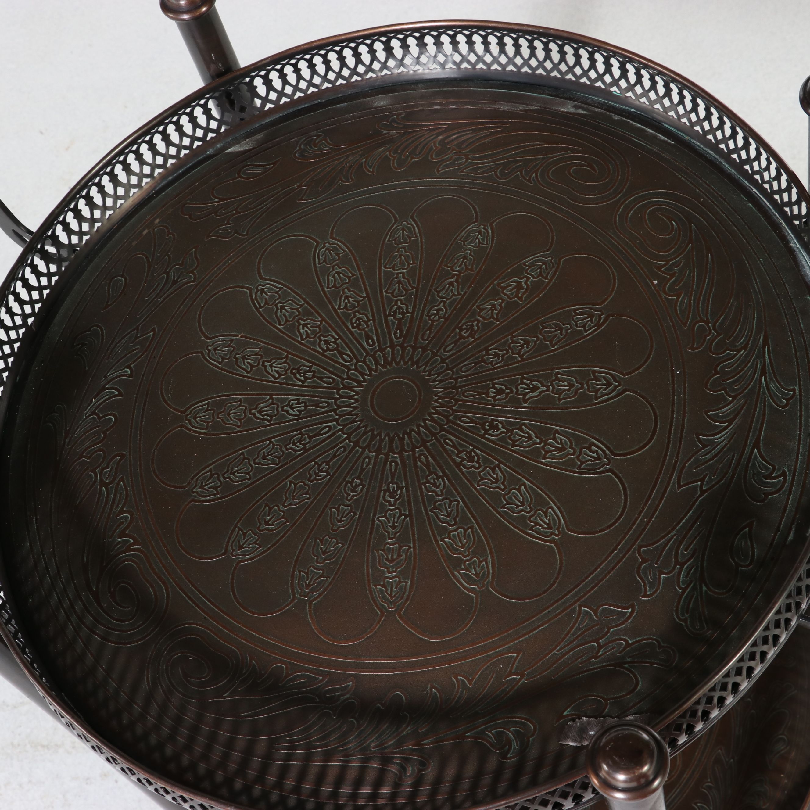 Anglo Indian Style Etched Brass and Bronze-Finished Butler's Tray Table