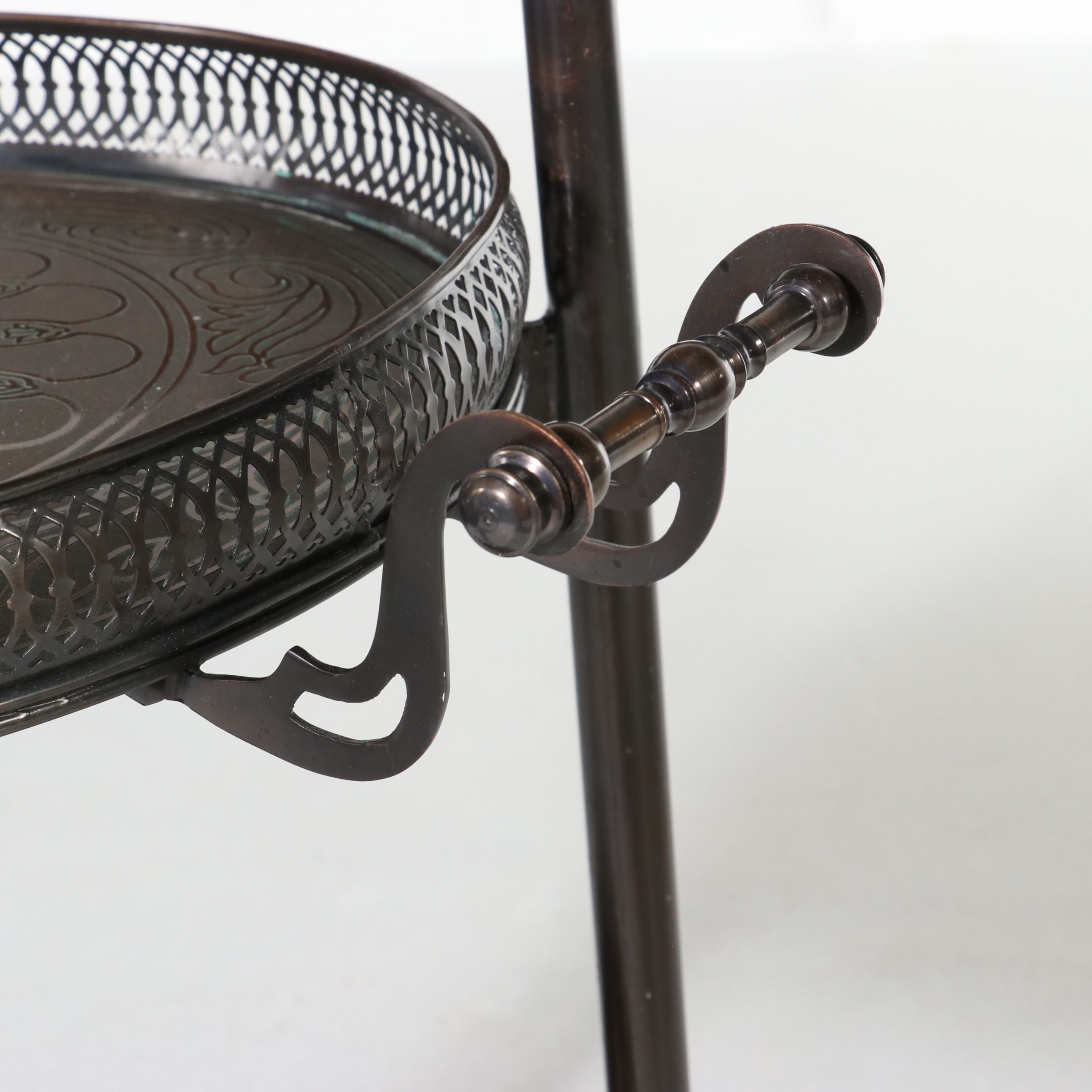 Anglo Indian Style Etched Brass and Bronze-Finished Butler's Tray Table