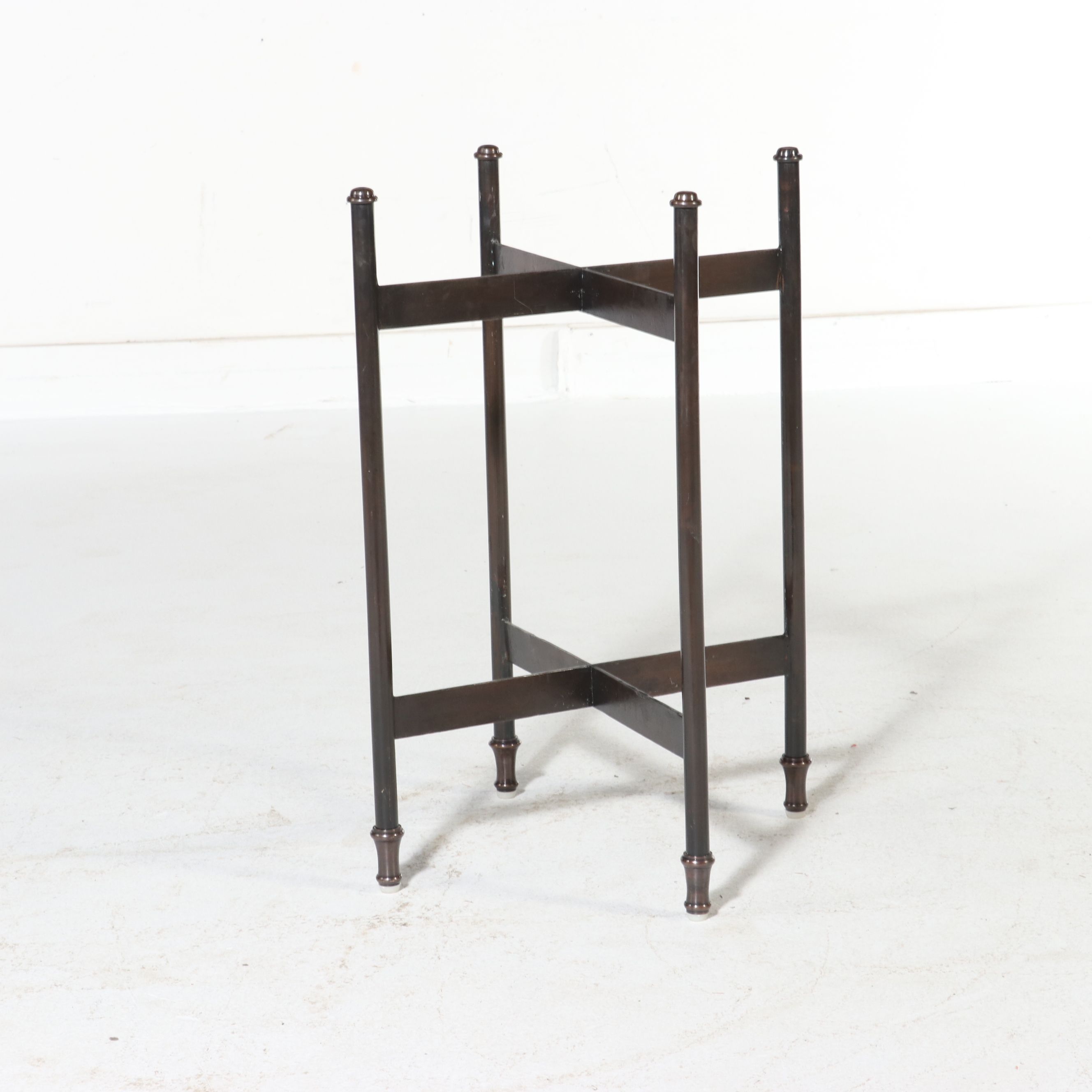 Anglo Indian Style Etched Brass and Bronze-Finished Butler's Tray Table