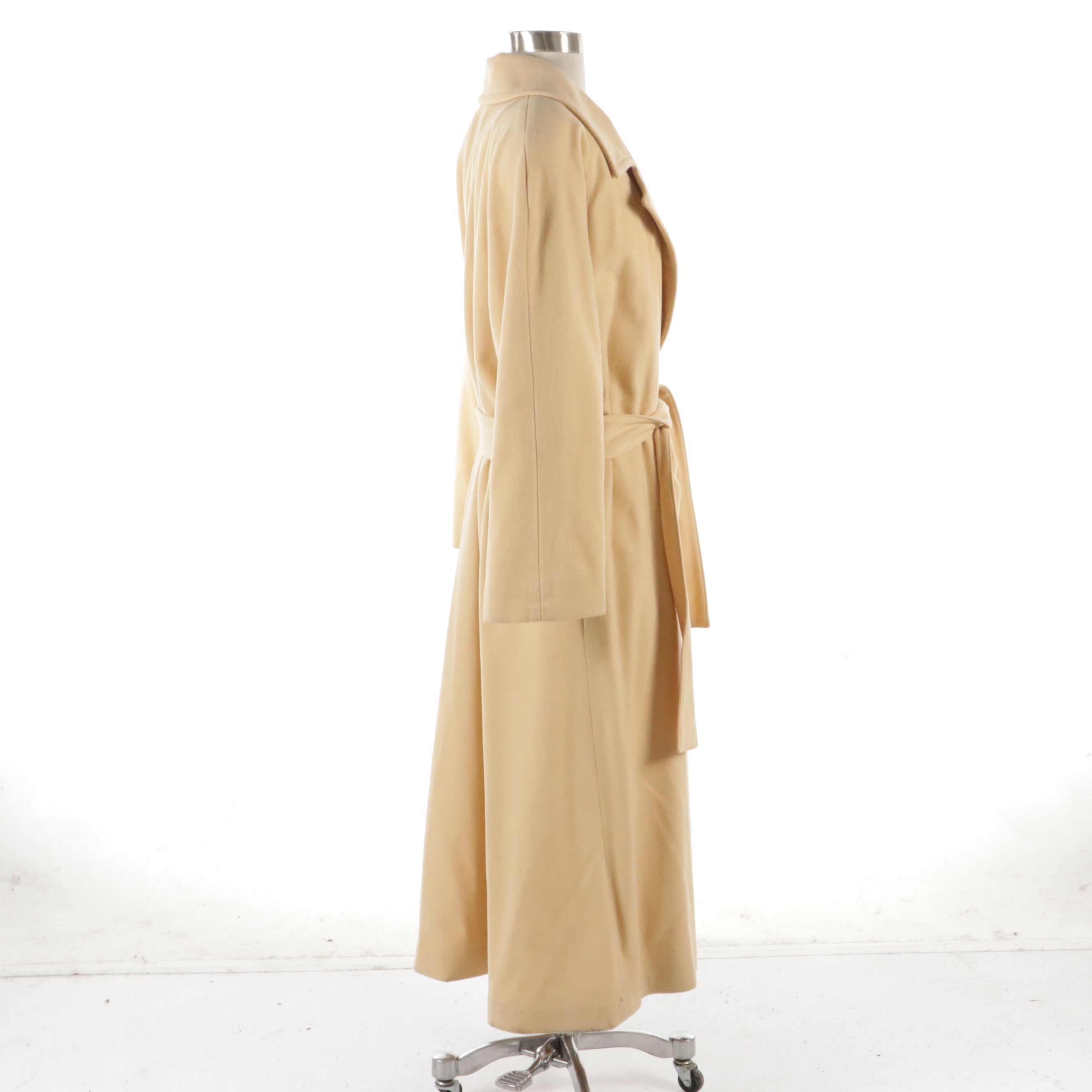 Linda Allard for Ellen Tracy Oversized Belted Beige Wool Long Coat