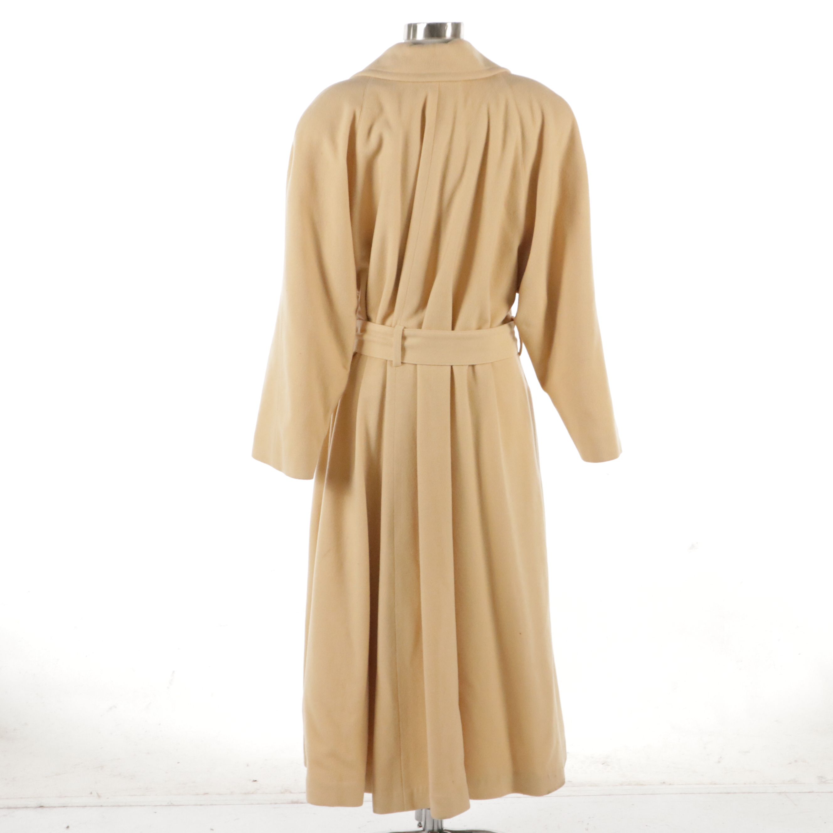 Linda Allard for Ellen Tracy Oversized Belted Beige Wool Long Coat