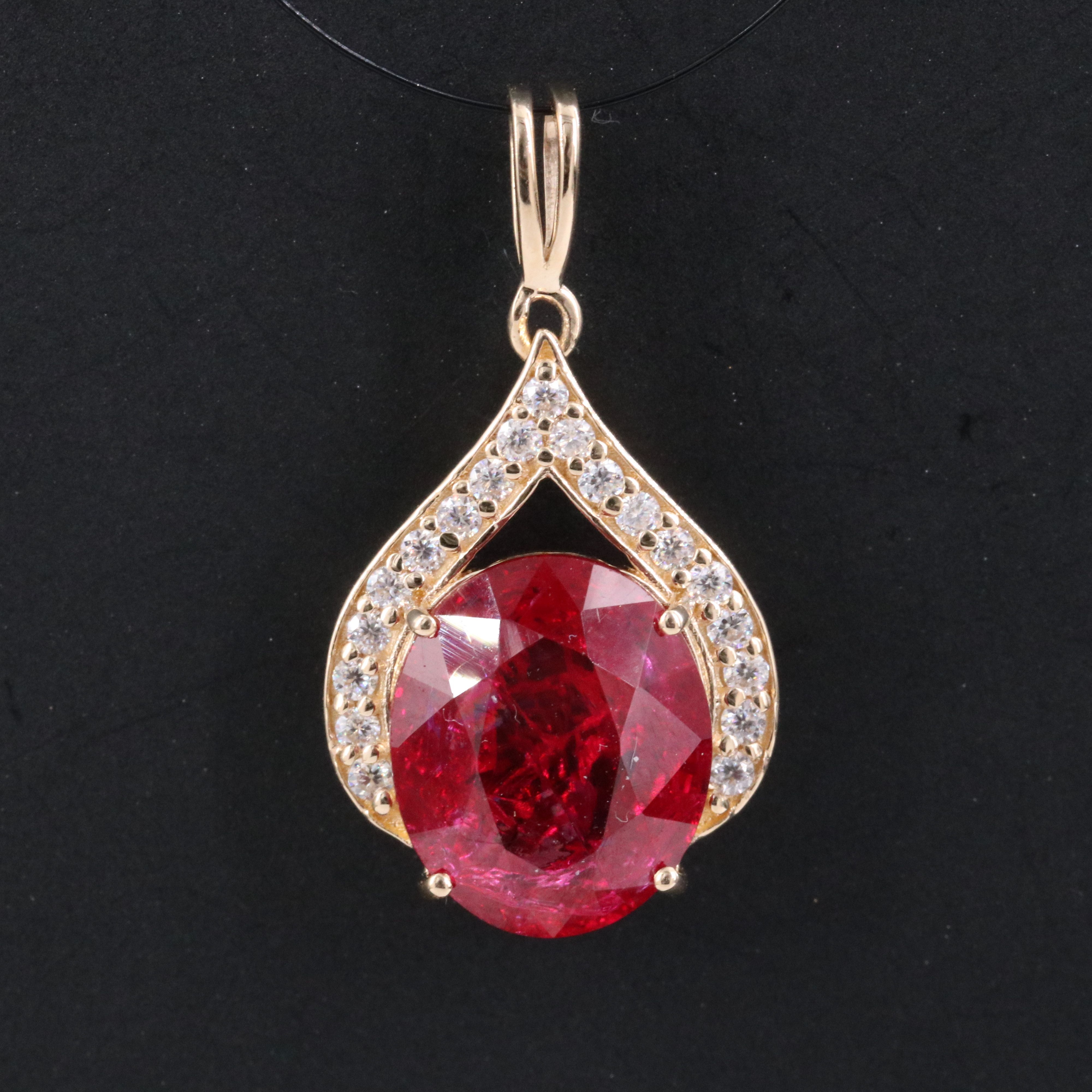 14K 4.68 CT Ruby and Moissanite Pendant