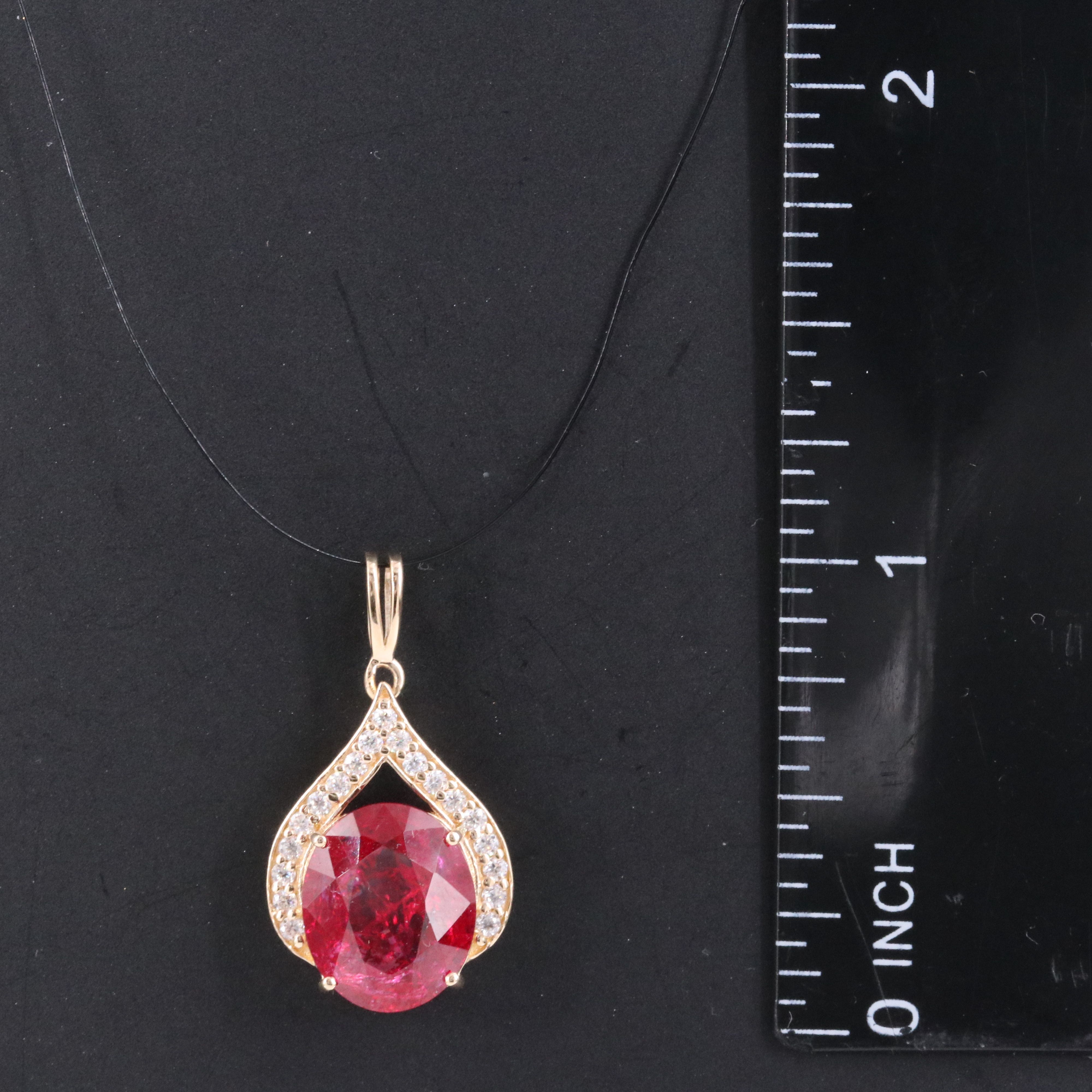 14K 4.68 CT Ruby and Moissanite Pendant