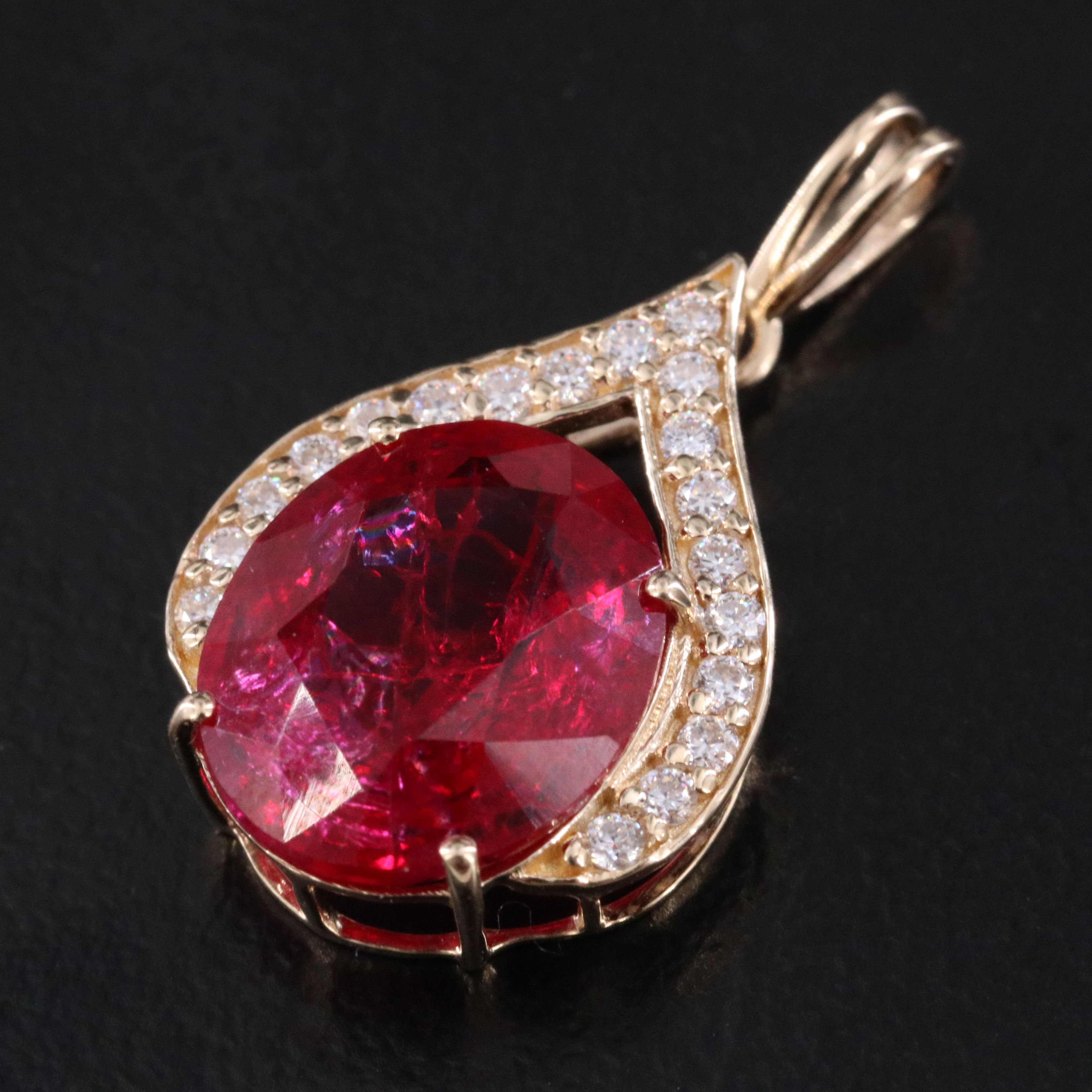 14K 4.68 CT Ruby and Moissanite Pendant